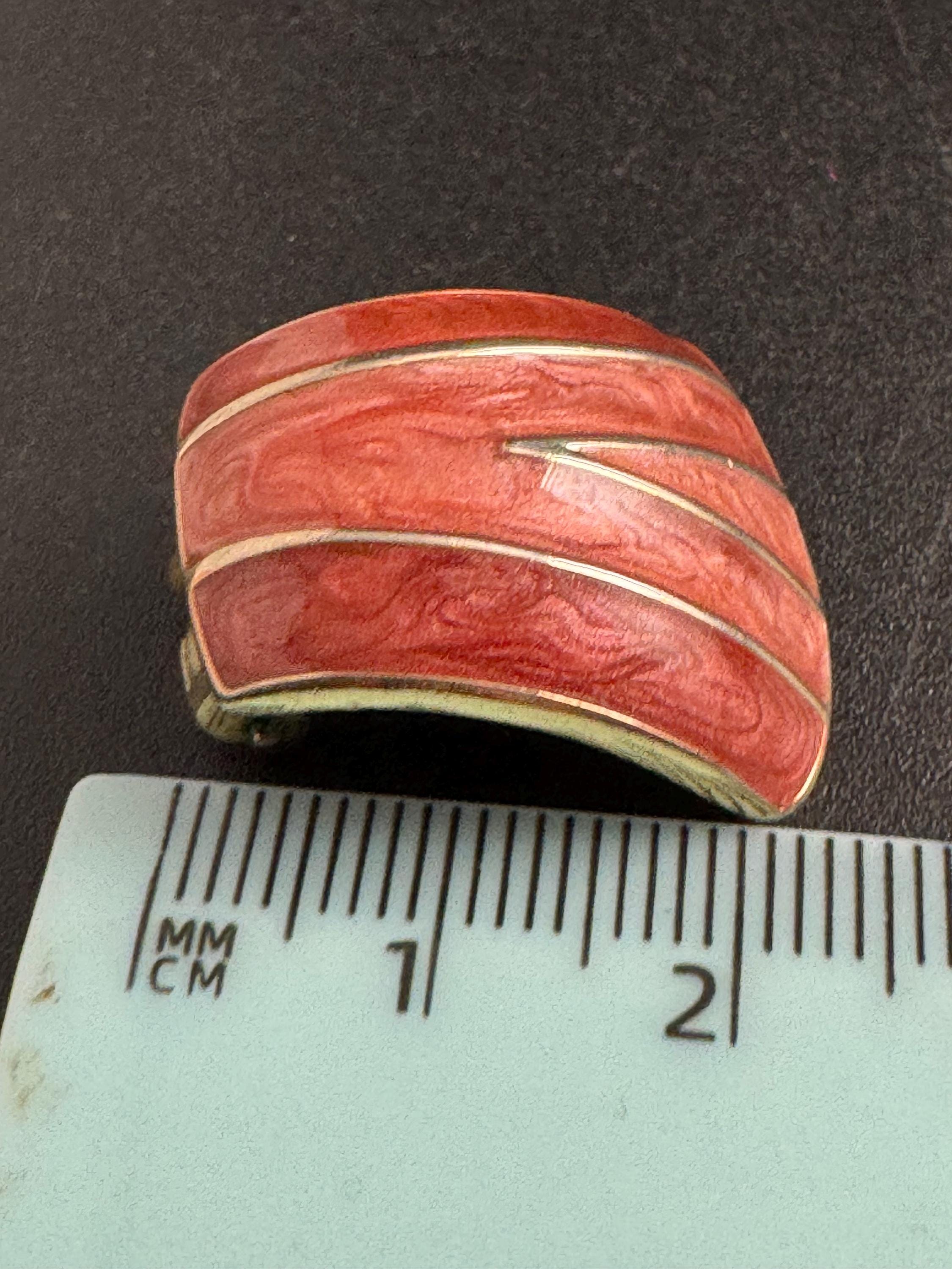 Pink Enamel Clip On Earrings: vintage gold plated dusky rose pink