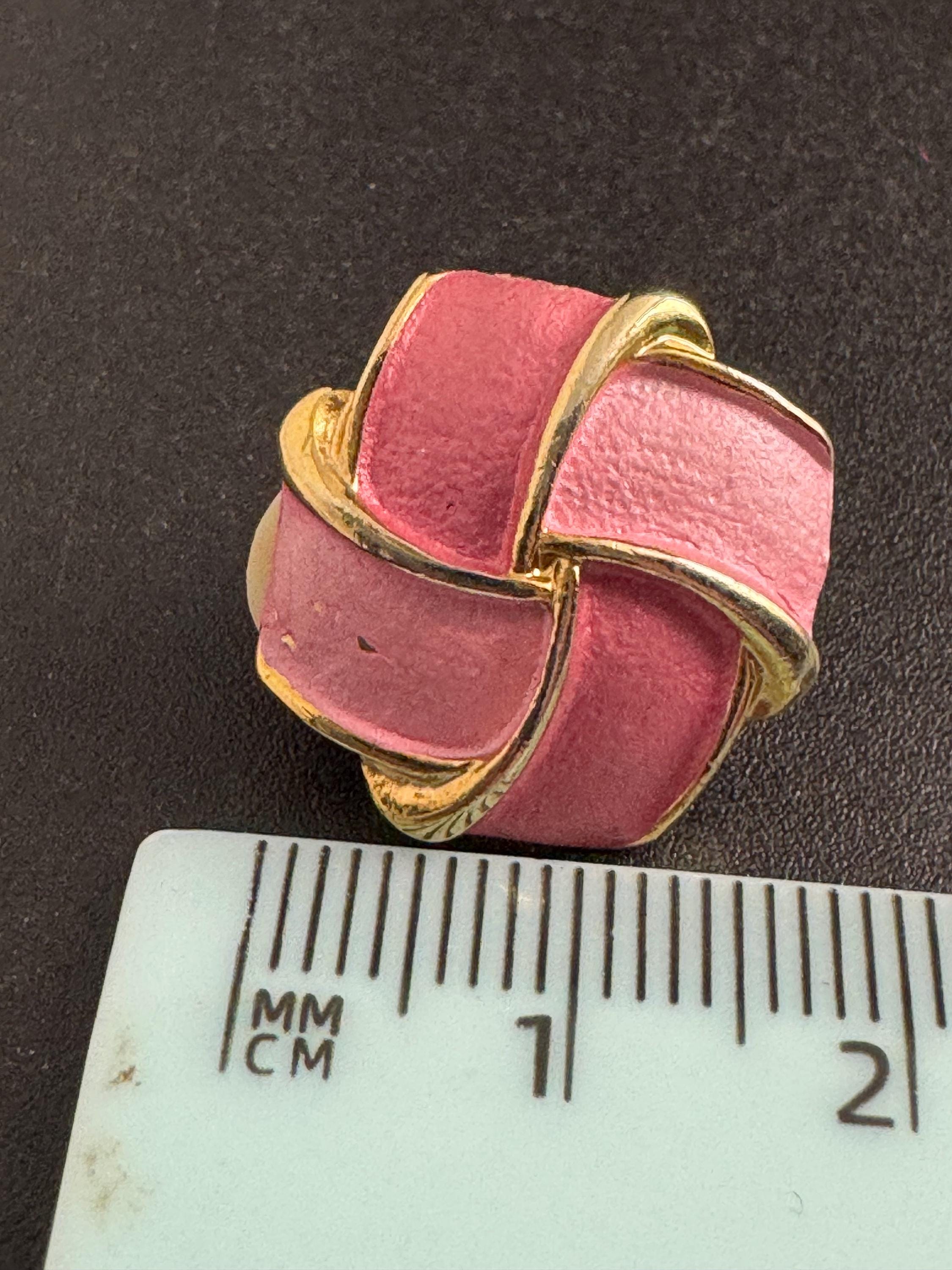 Pink Enamel Clip On Earrings: vintage gold plated
