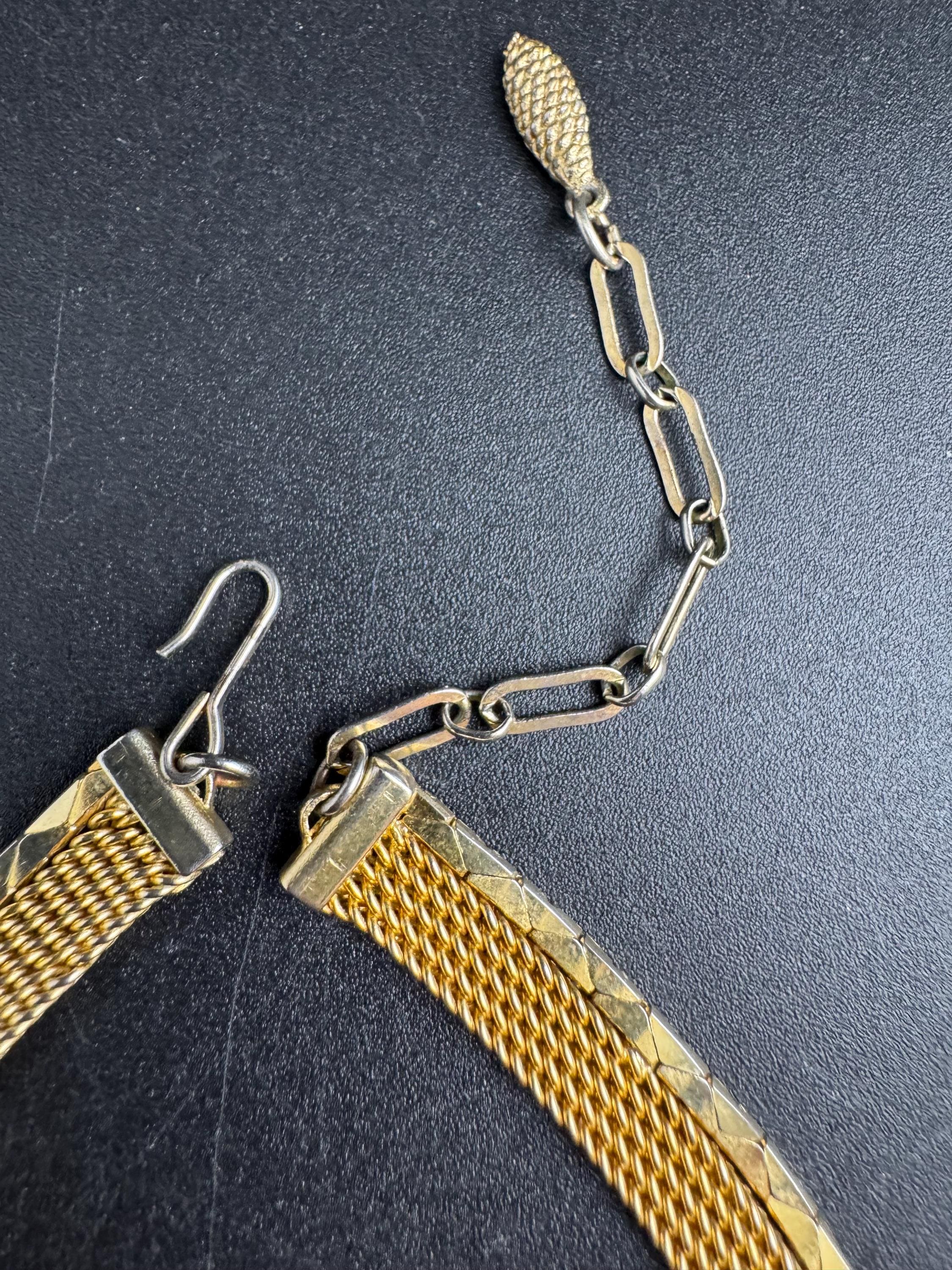 Wide gold mesh choker, vintage necklace 1970s