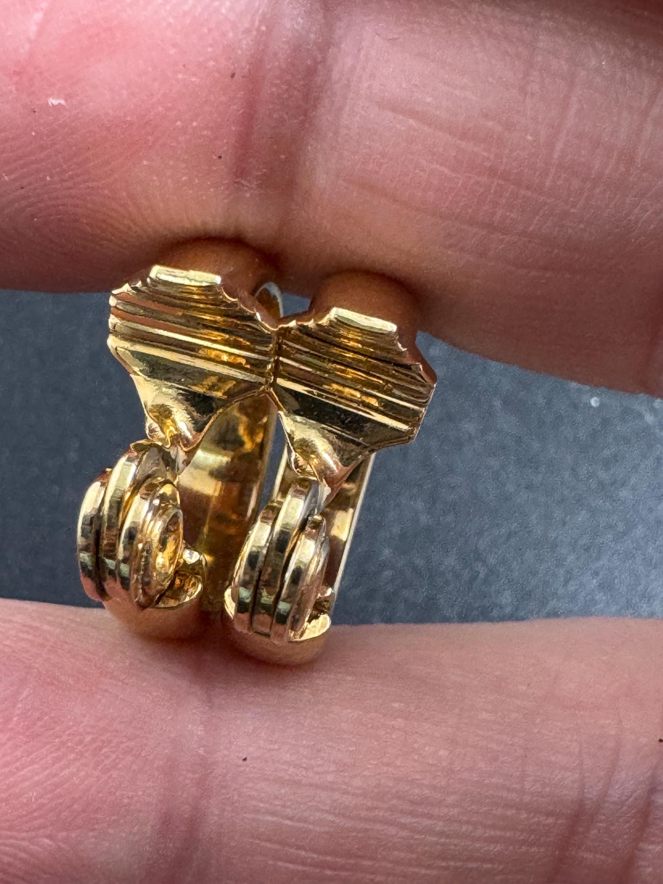 Gold Hoop clip on earrings, Signed MONET