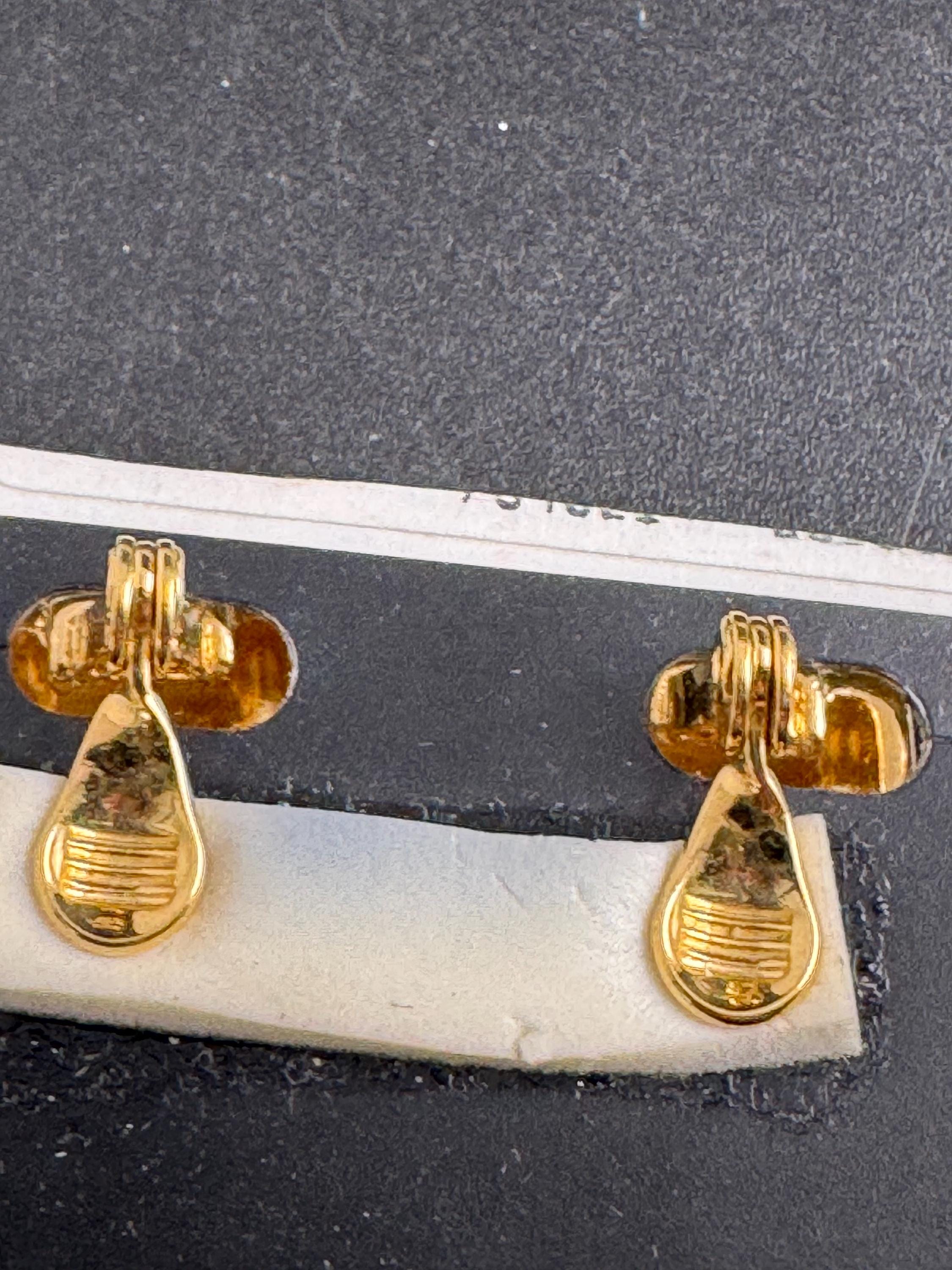 Napier square clip on stud earrings, Vintage 1980s gold plated