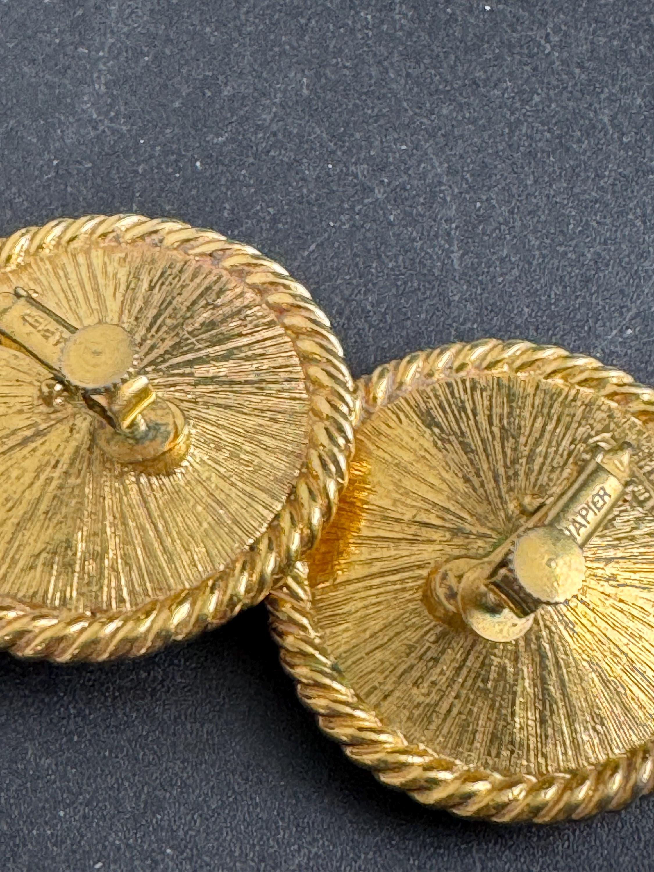 XL NAPIER purple rhinestone clip on earrings, Vintage rope edge 3.5cm