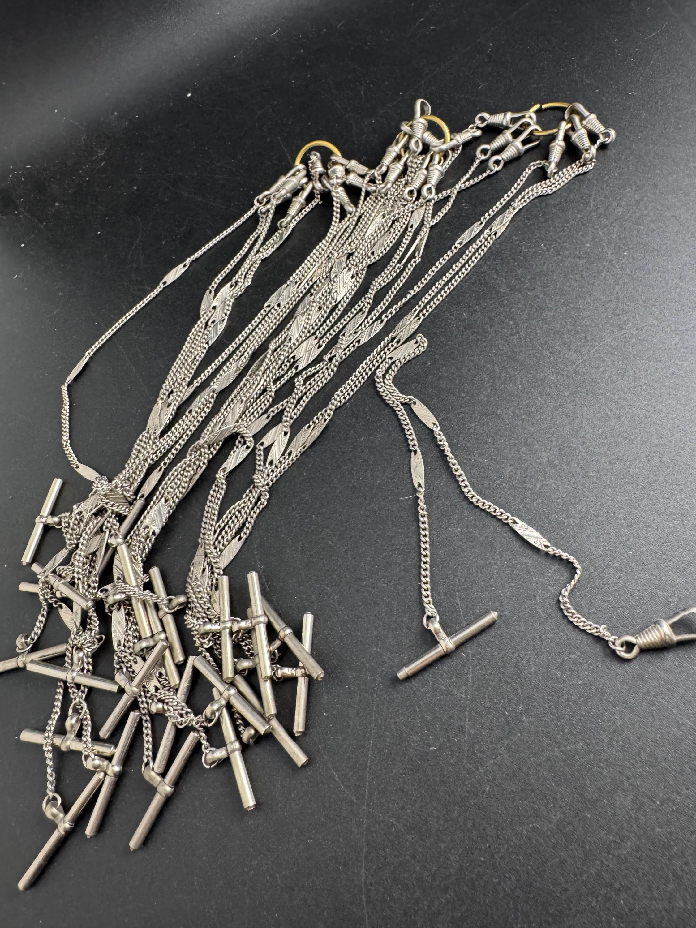 Antique Jakob Bengel Pocket Watch Chain: Silver Metal albertina art deco era