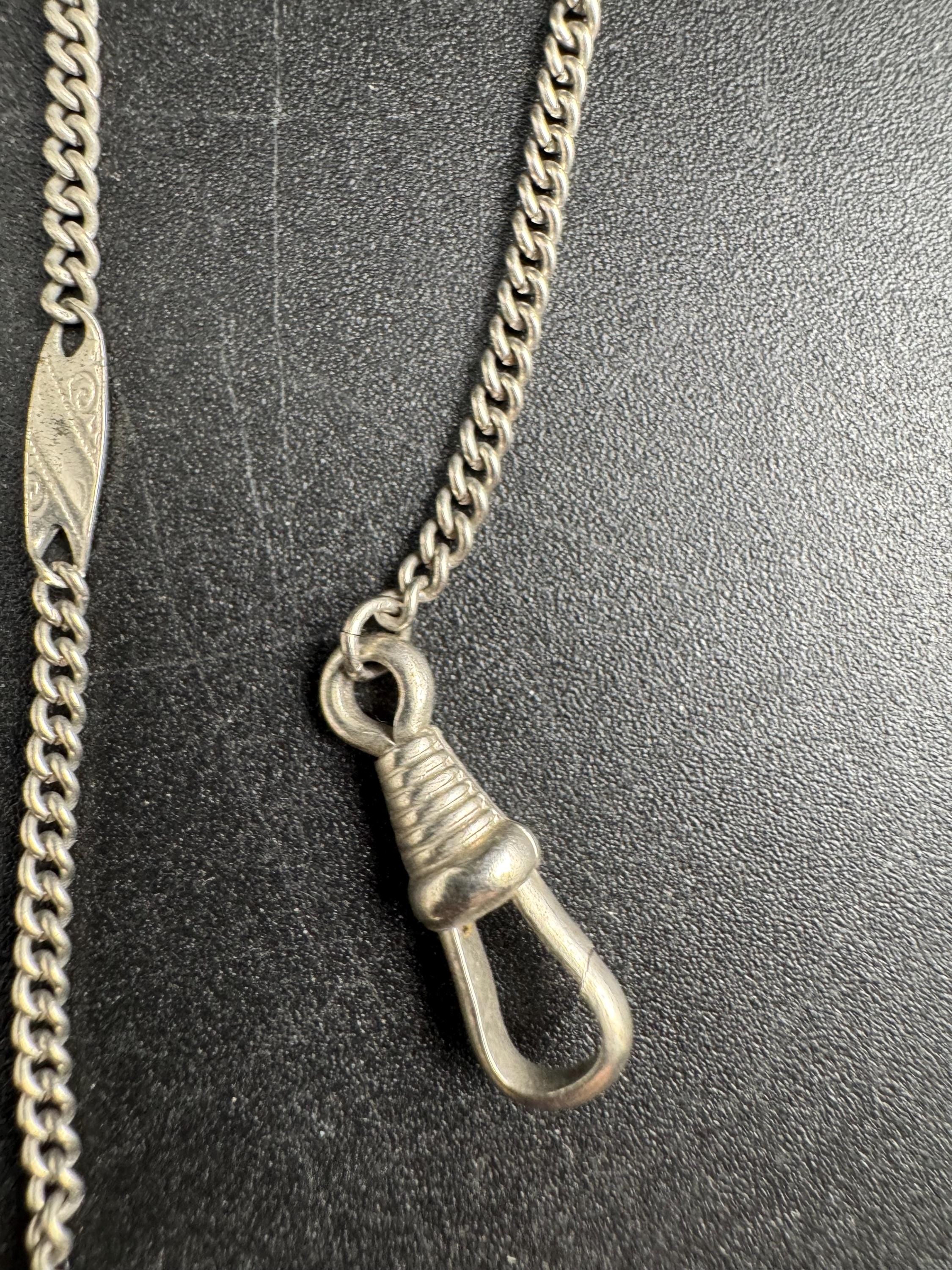 Antique Jakob Bengel Pocket Watch Chain: Silver Metal albertina art deco era