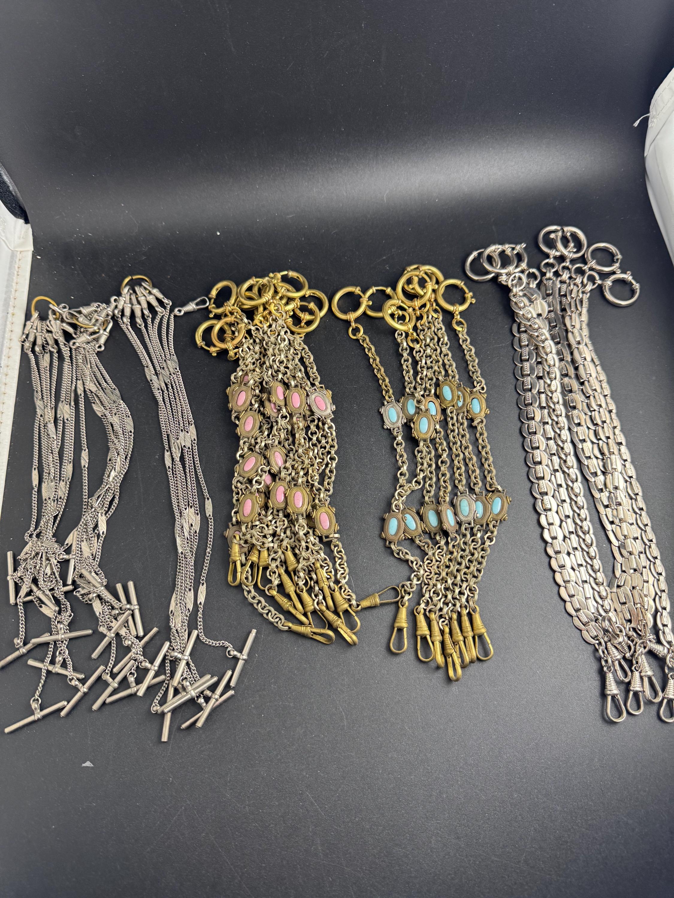 Antique Jakob Bengel Pocket Watch Chain: Silver Metal albertina art deco era