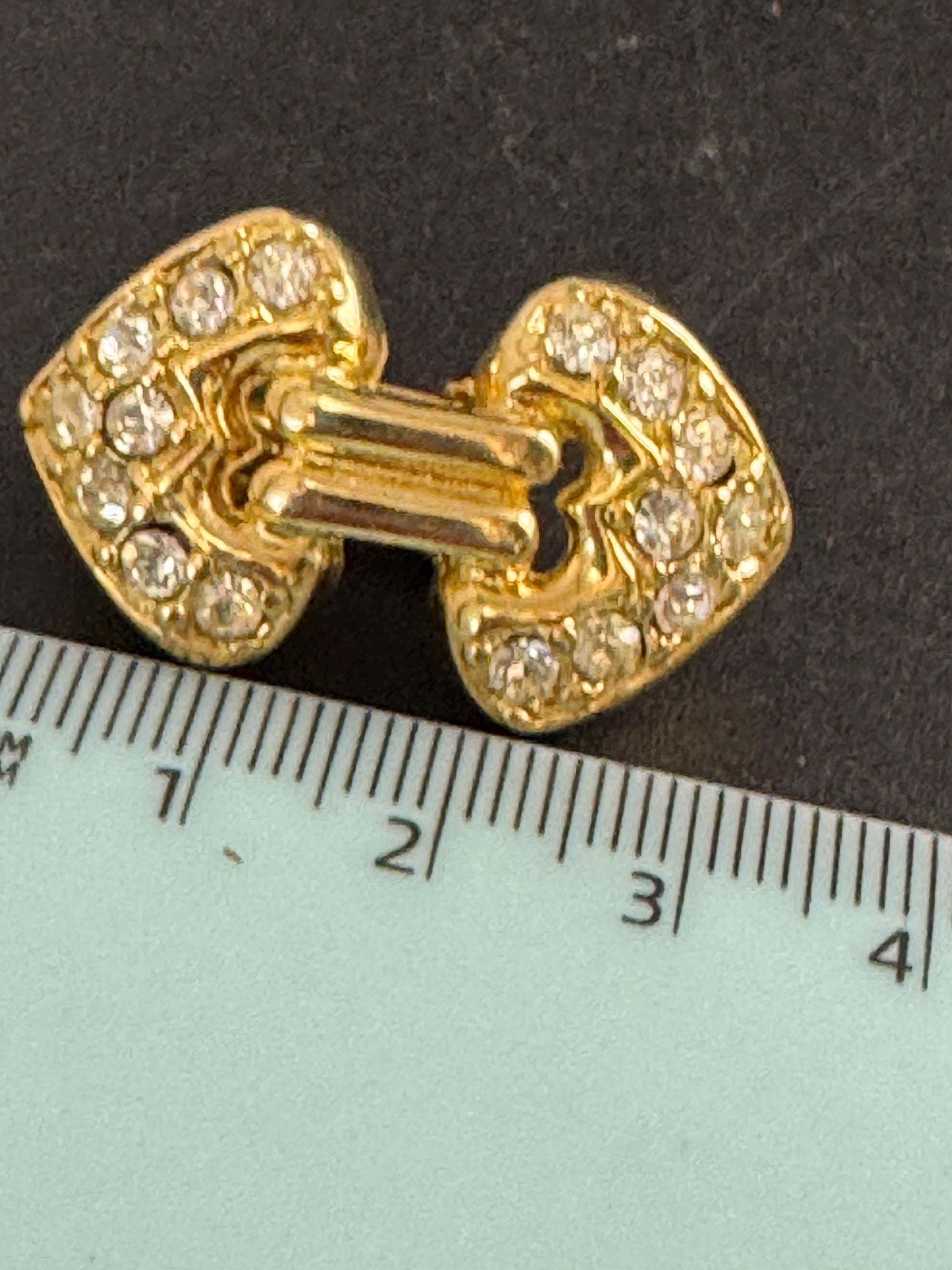 Rhinestone Clip On Earrings: clear crystal gold plated vintage deadstock