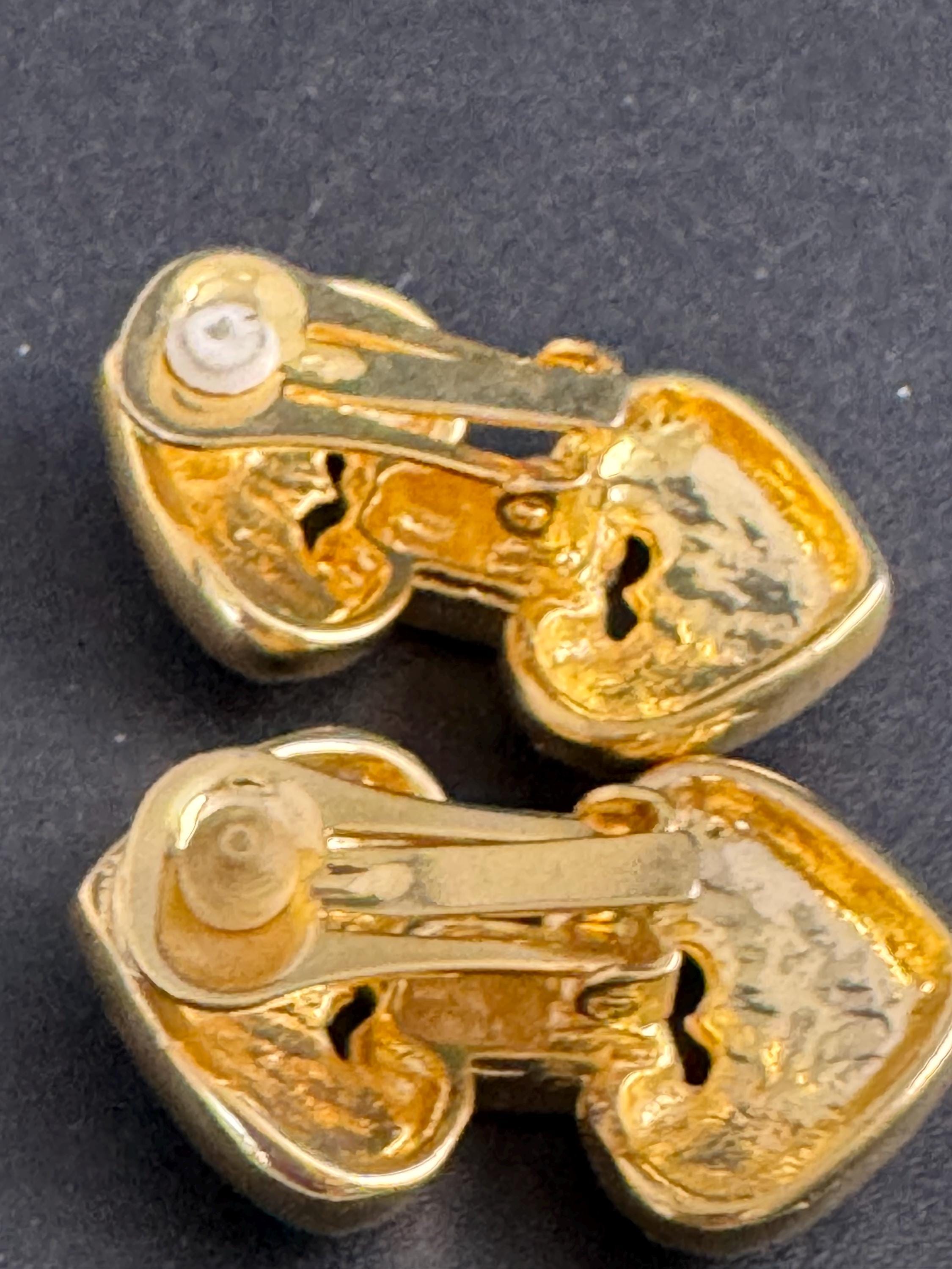 Rhinestone Clip On Earrings: clear crystal gold plated vintage deadstock