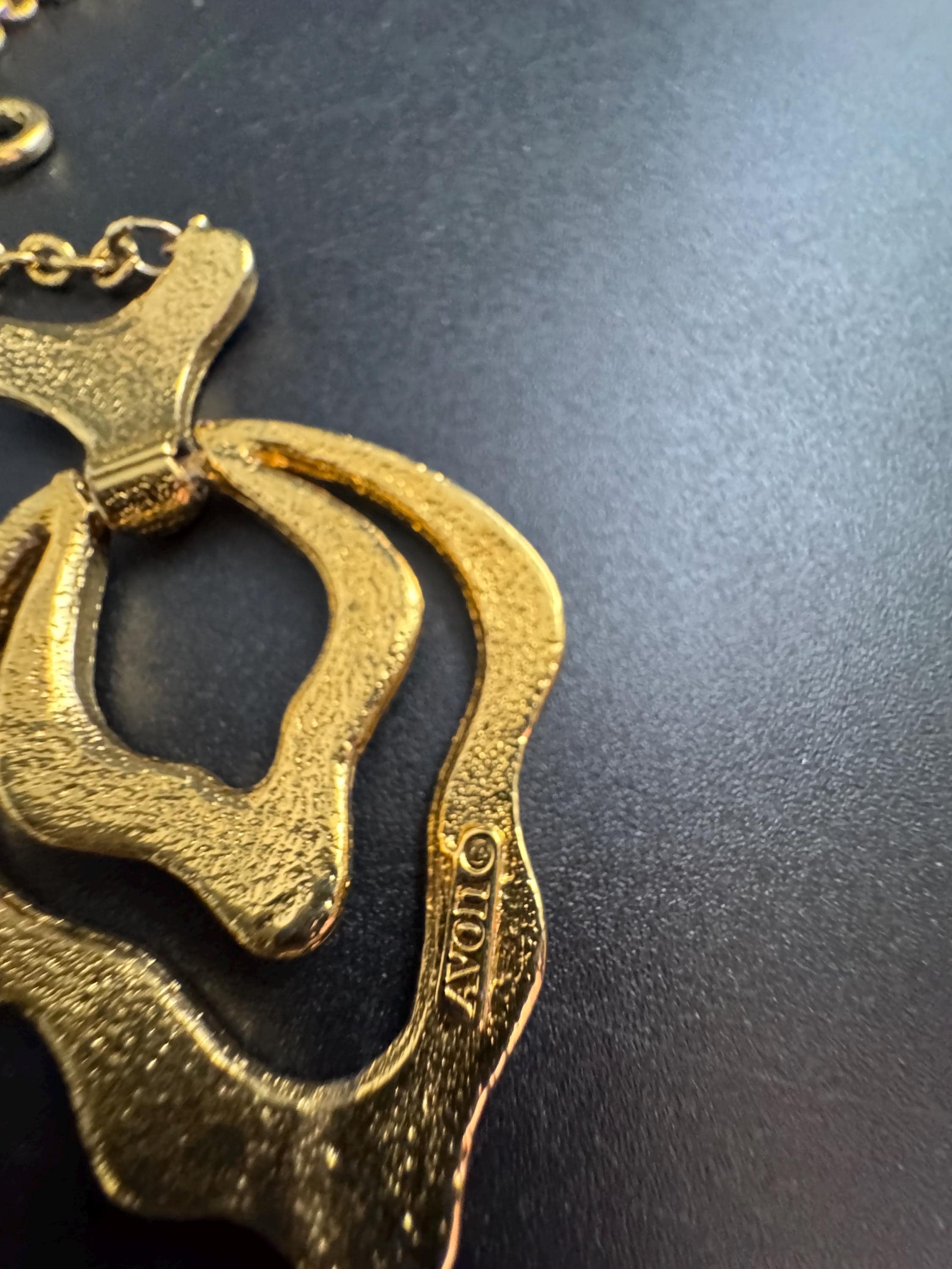 Signed AVON Red Black pendant,  enamelled necklace