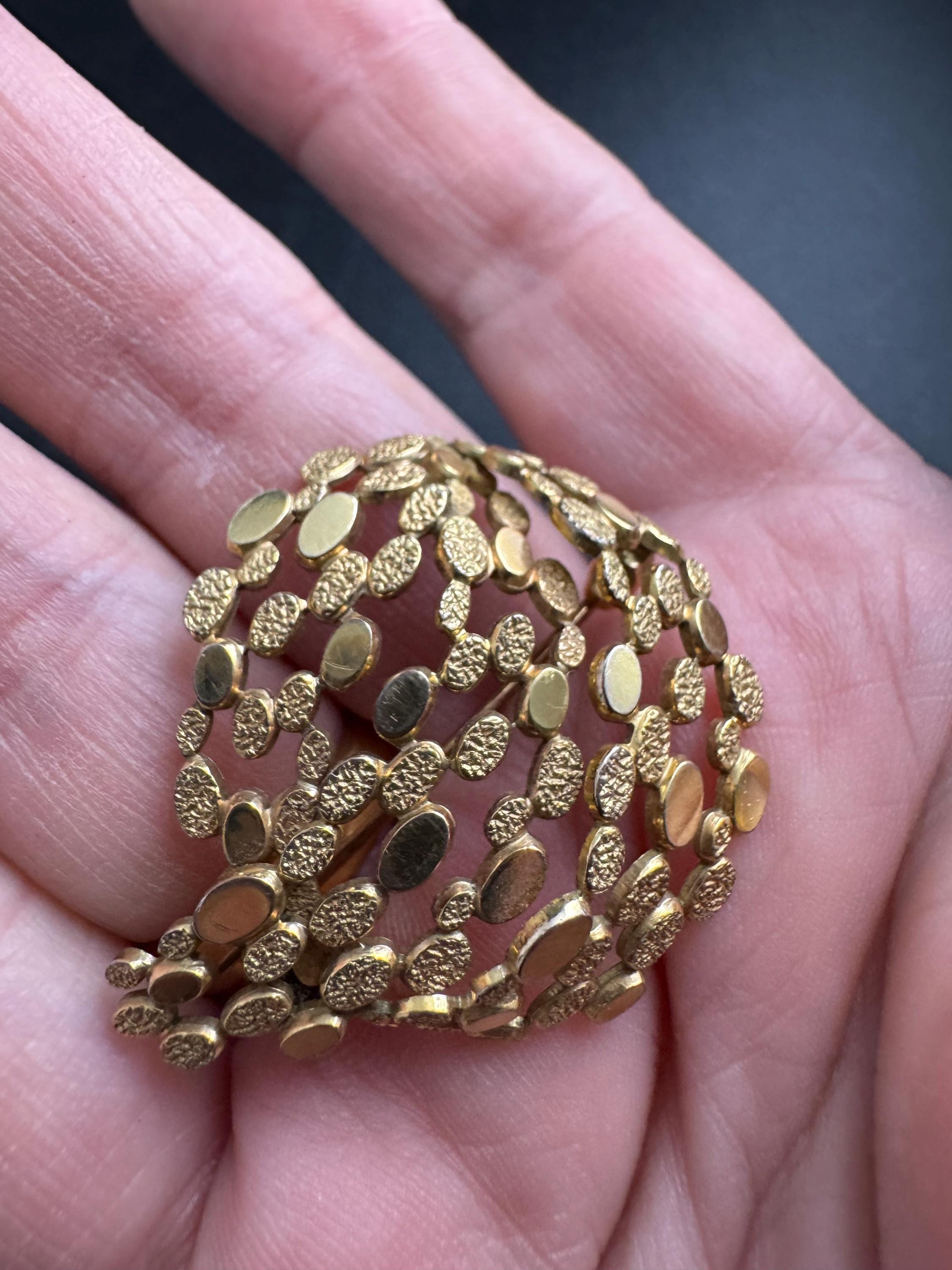 rolled Gold brutalist abstract brooch, signed 1950s