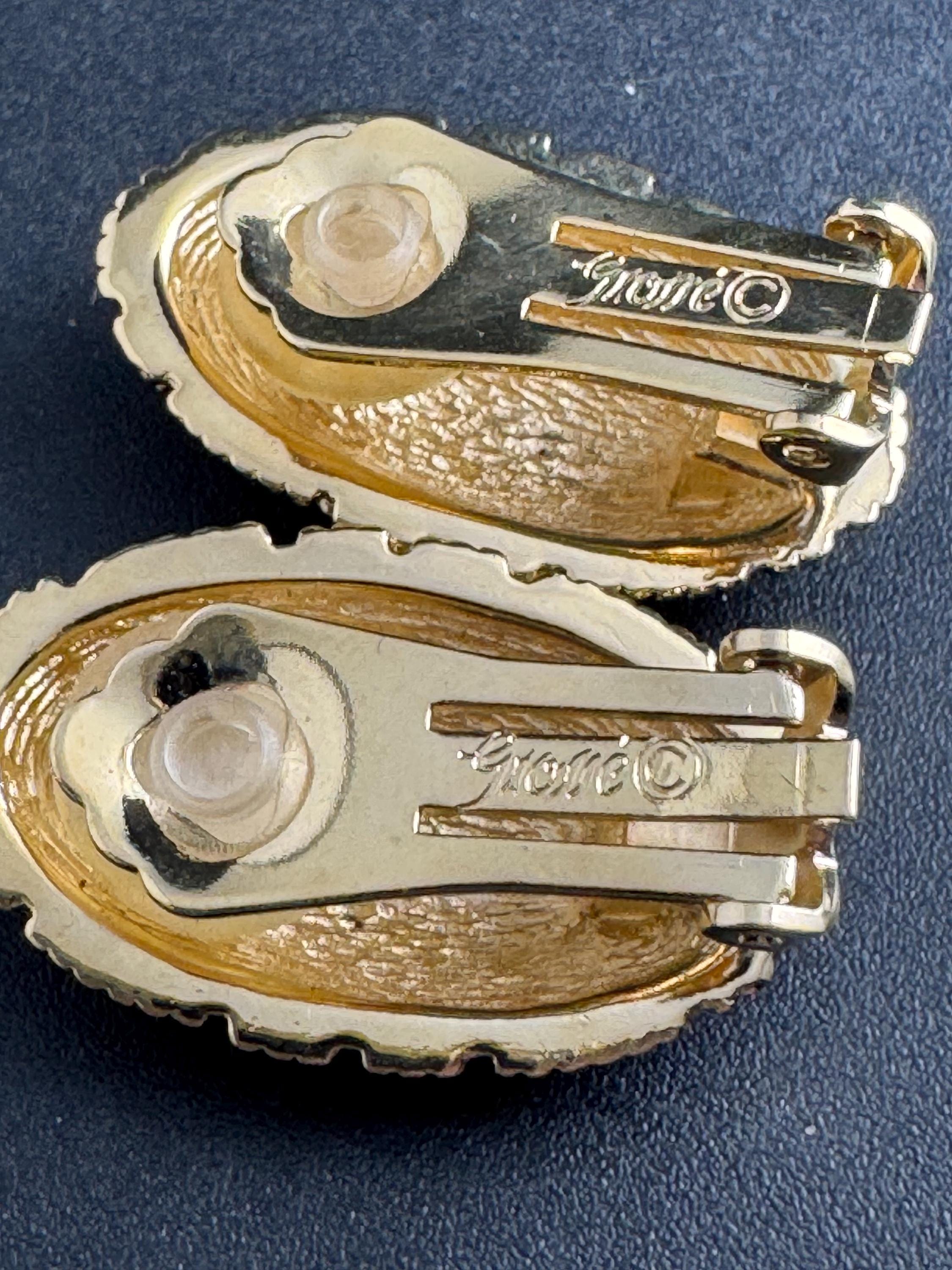 Grosse gold plated clip on earrings, unused vintage stock designer and fully signed