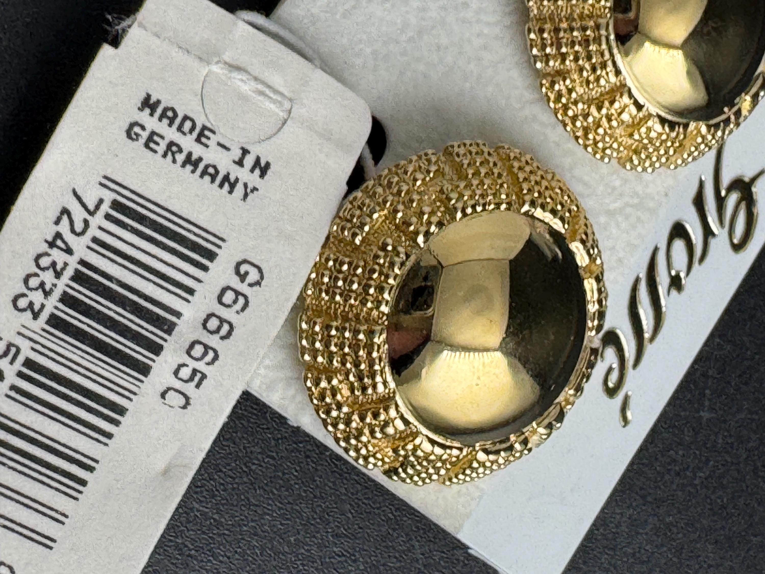 Grosse gold plated clip on earrings, unused vintage stock designer and fully signed