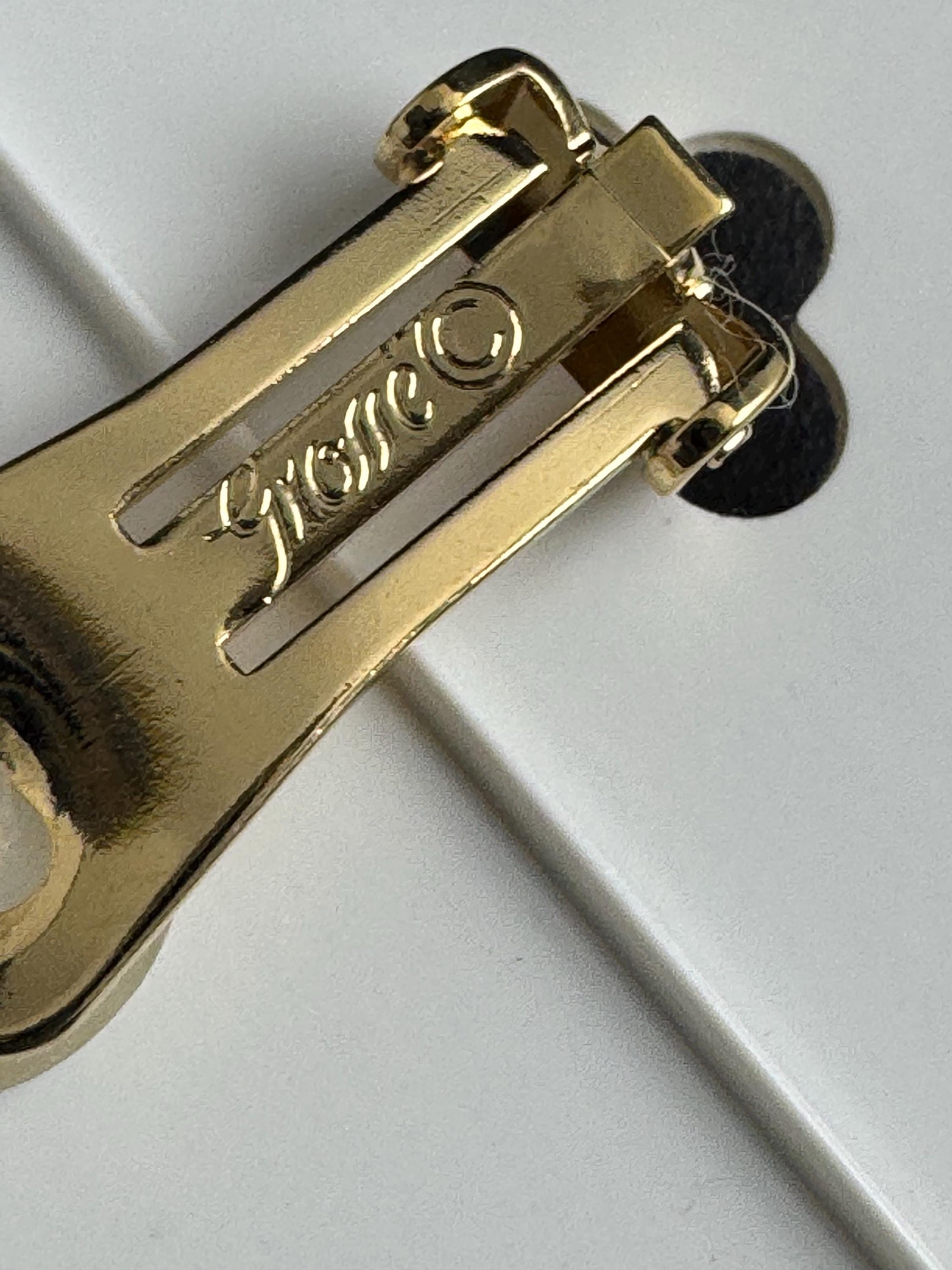 Grosse gold plated clip on earrings, unused vintage stock designer and fully signed