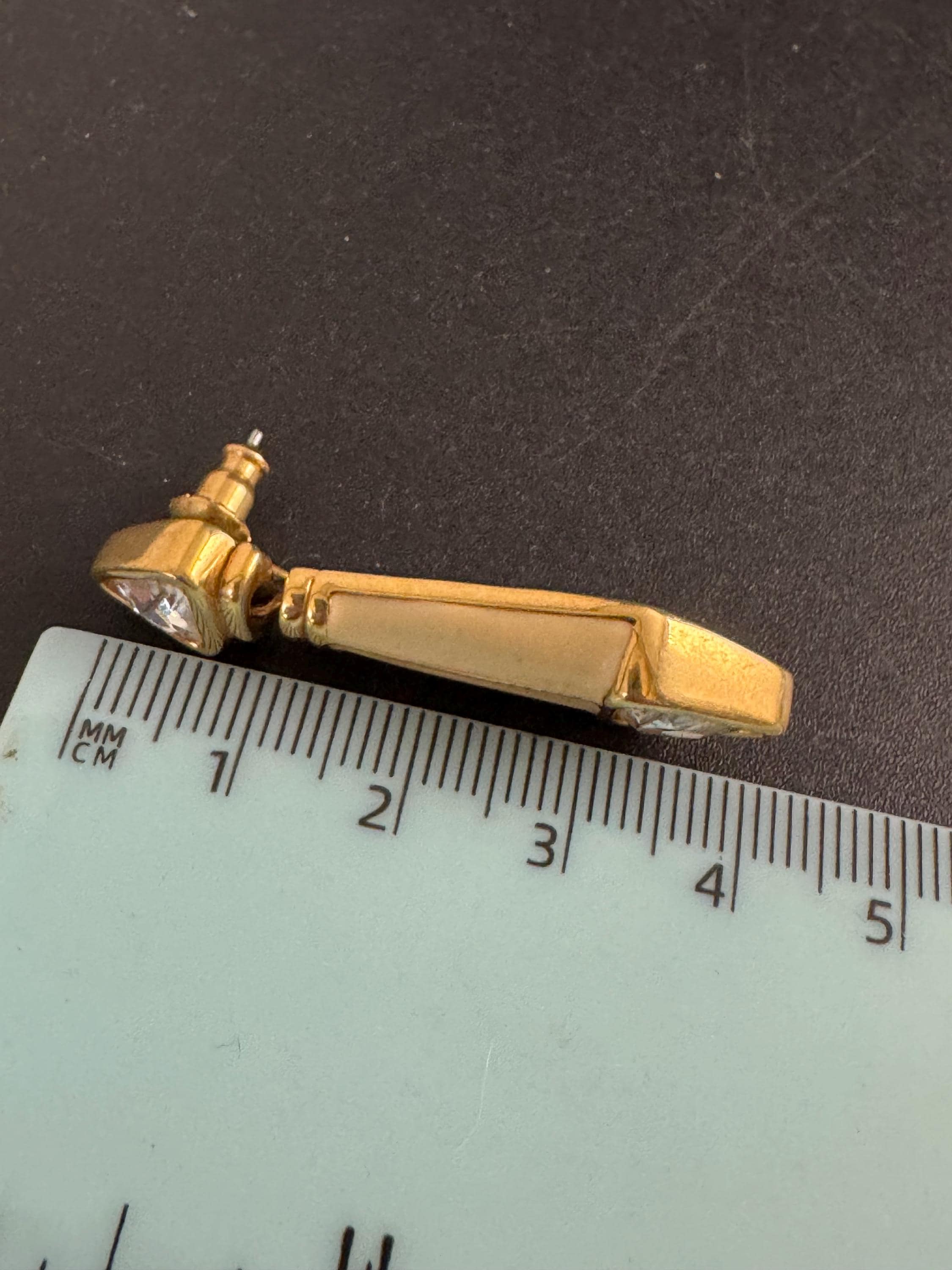 Swarovski SAL cream enamel earrings, Signed gold plated drops with crystals