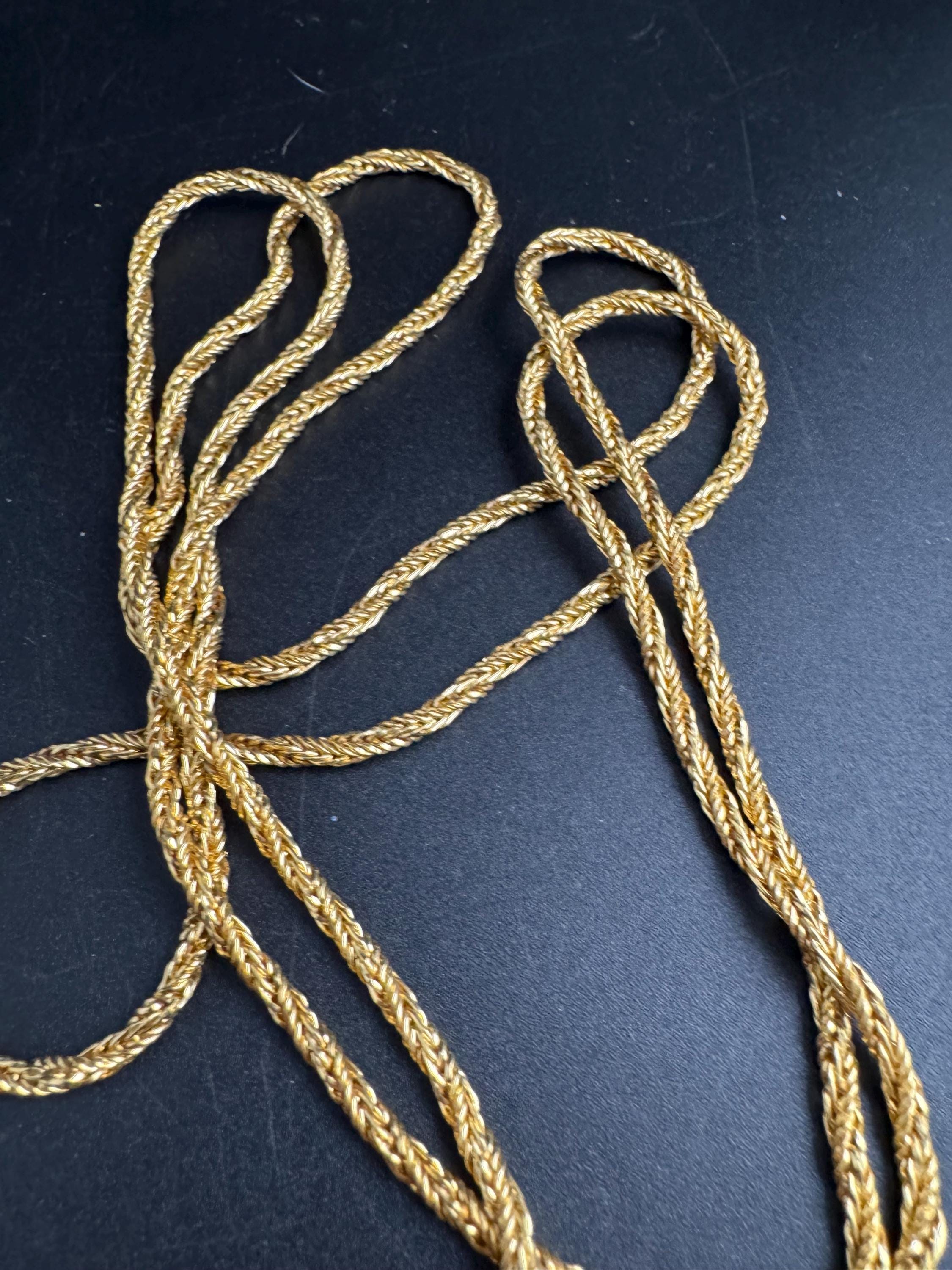 Long gold plated Rope Chain,  37 inch 122cm vintage necklace
