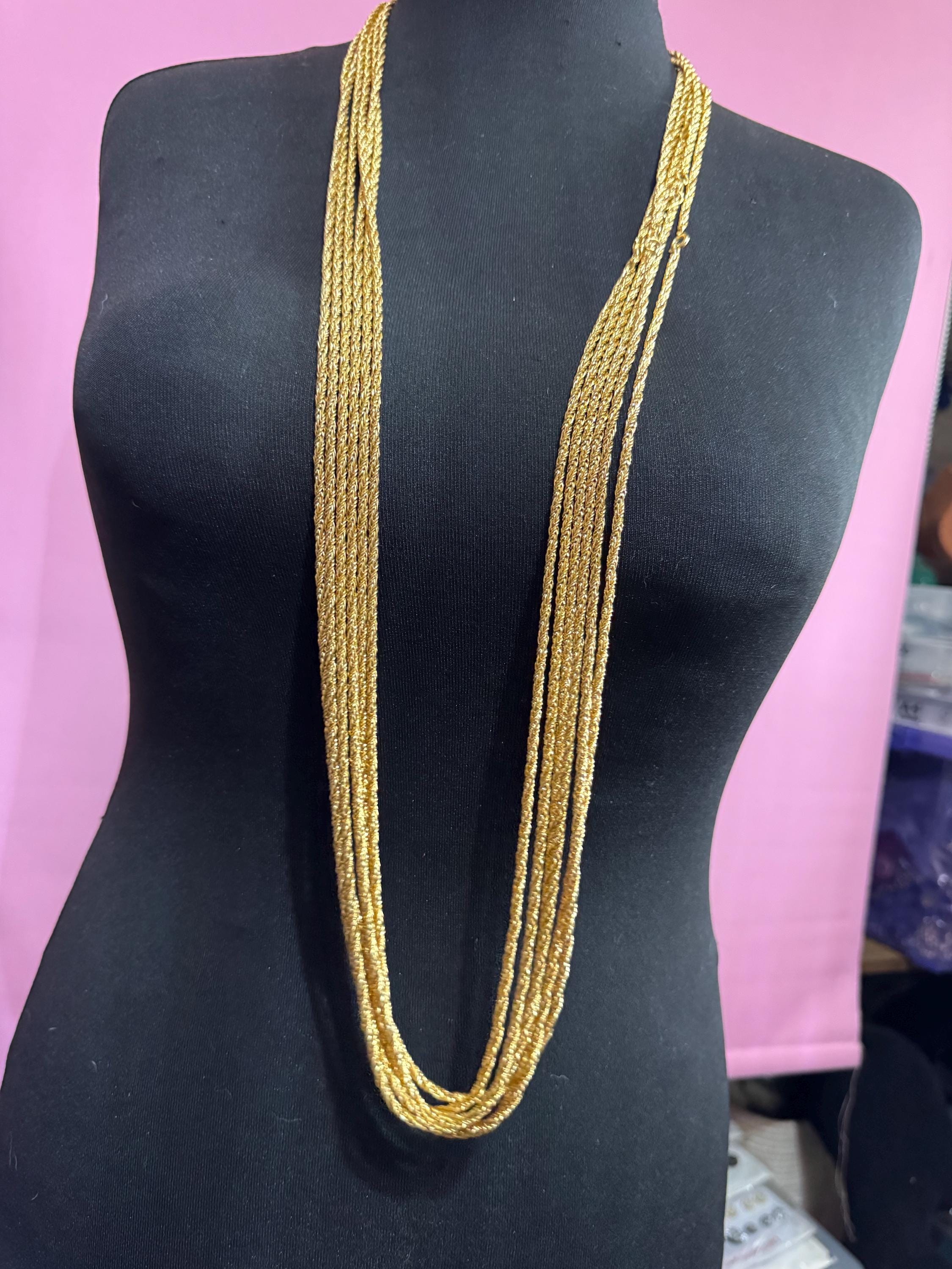 Long gold plated Rope Chain,  37 inch 122cm vintage necklace
