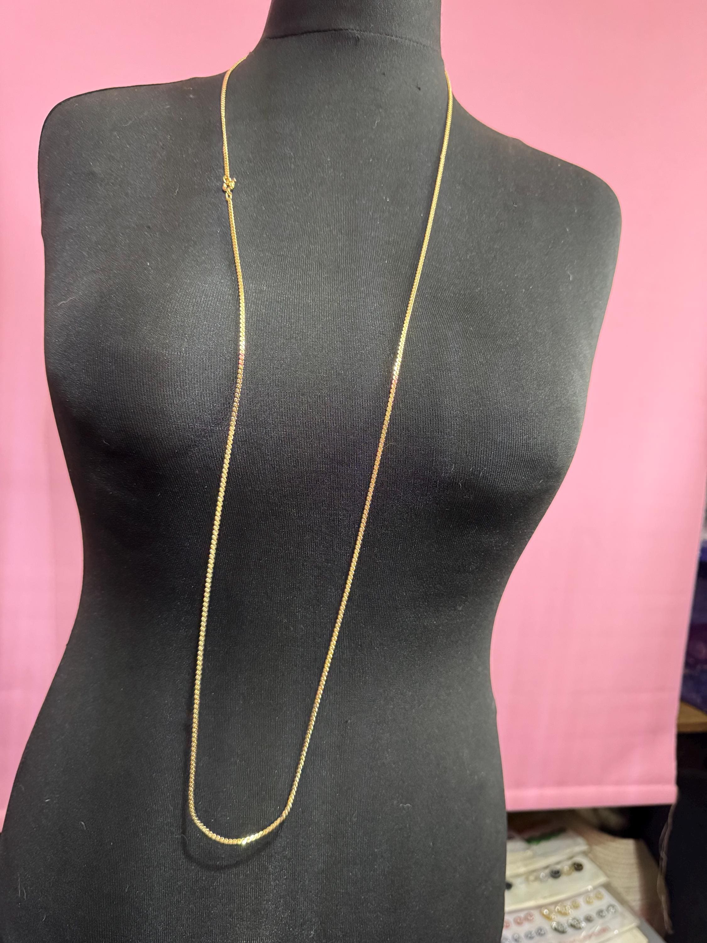 Long gold plated serpentine Chain,  37 inch 122cm vintage necklace