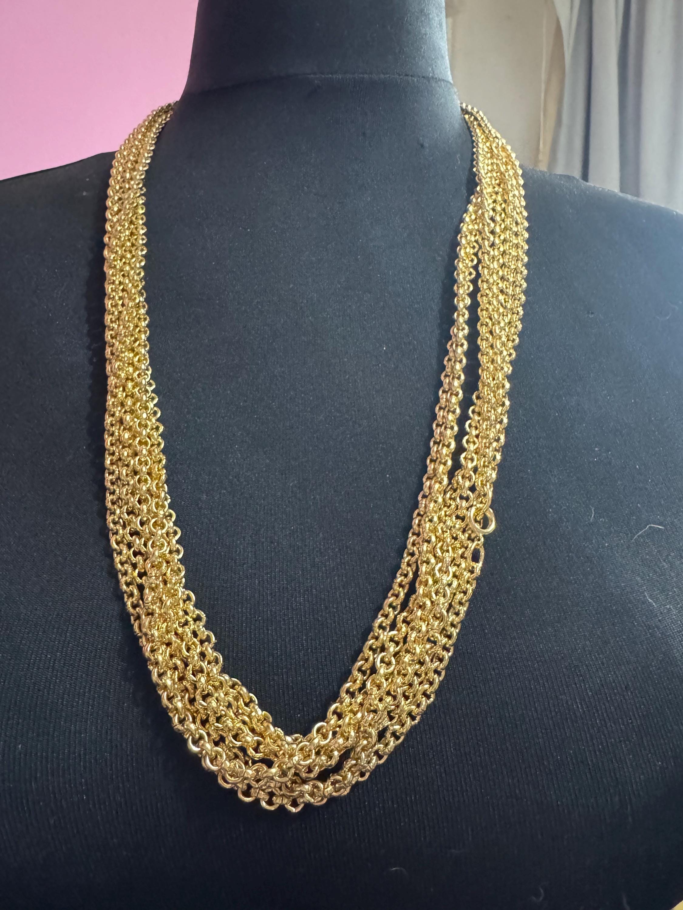 Long rolo gold belcher Chain,  23.5 inch 78cm vintage necklace