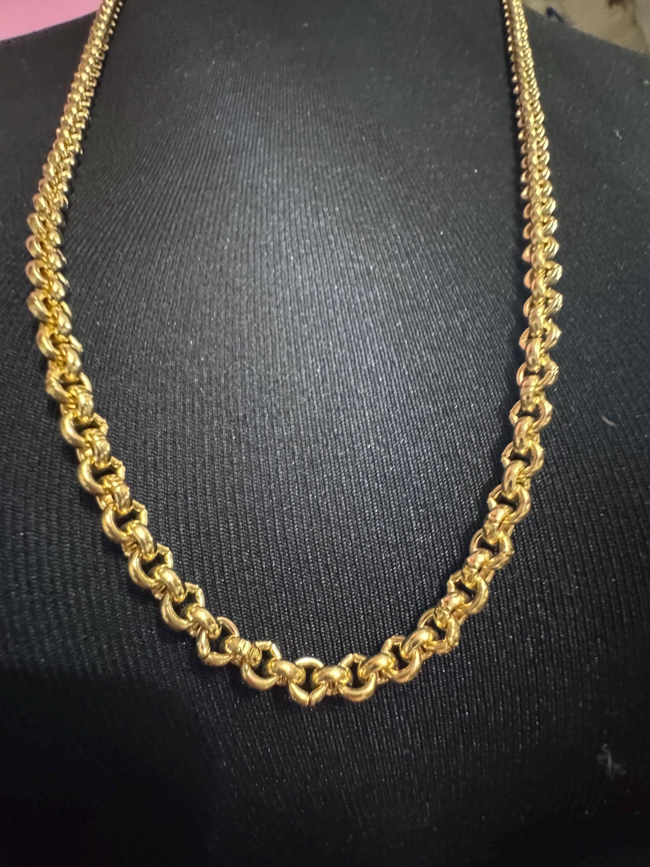 Long rolo gold belcher Chain,  23.5 inch 78cm vintage necklace