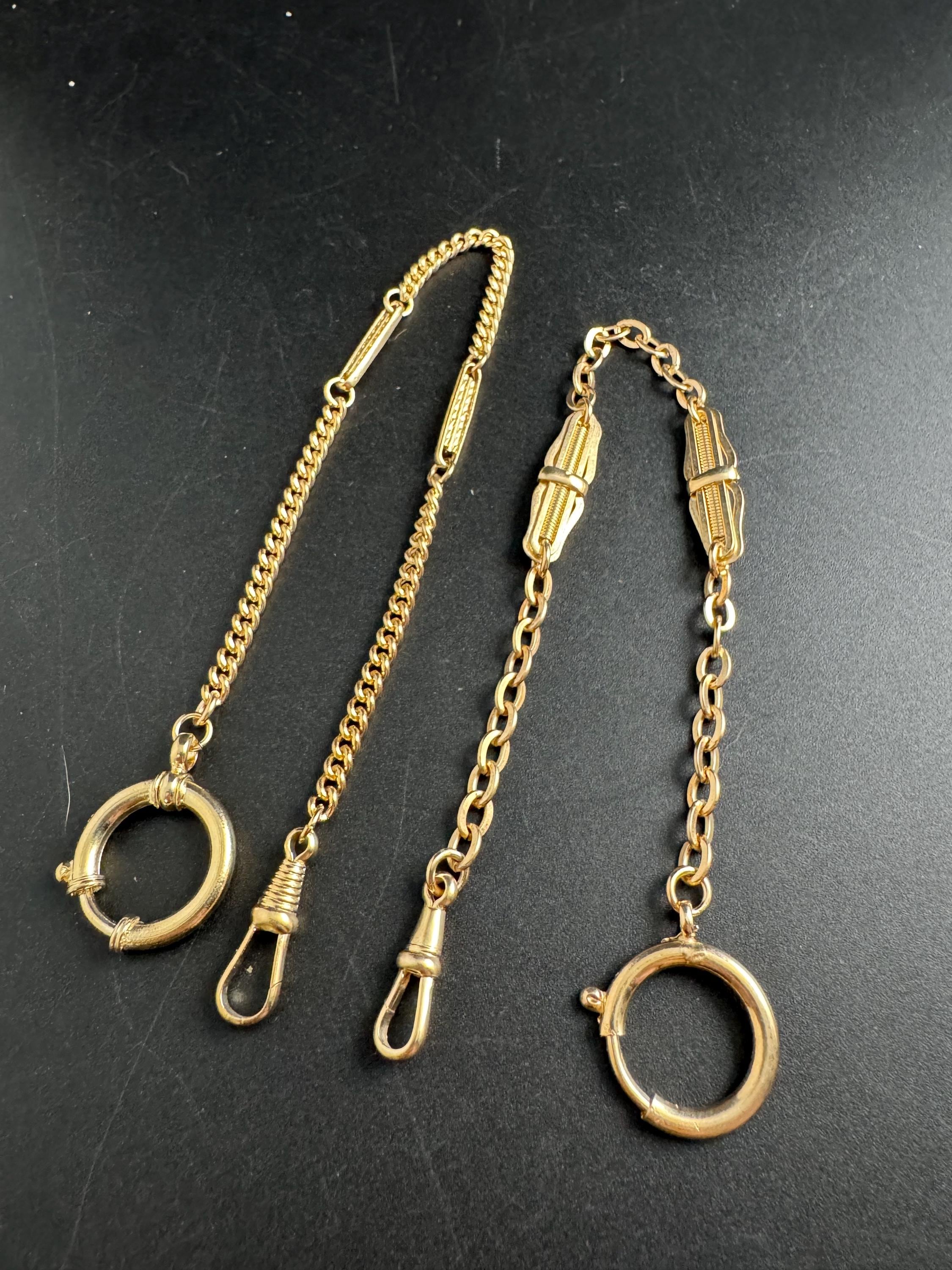 Antique Art Deco Pocket Watch Chain: gold plated machine age 29cm