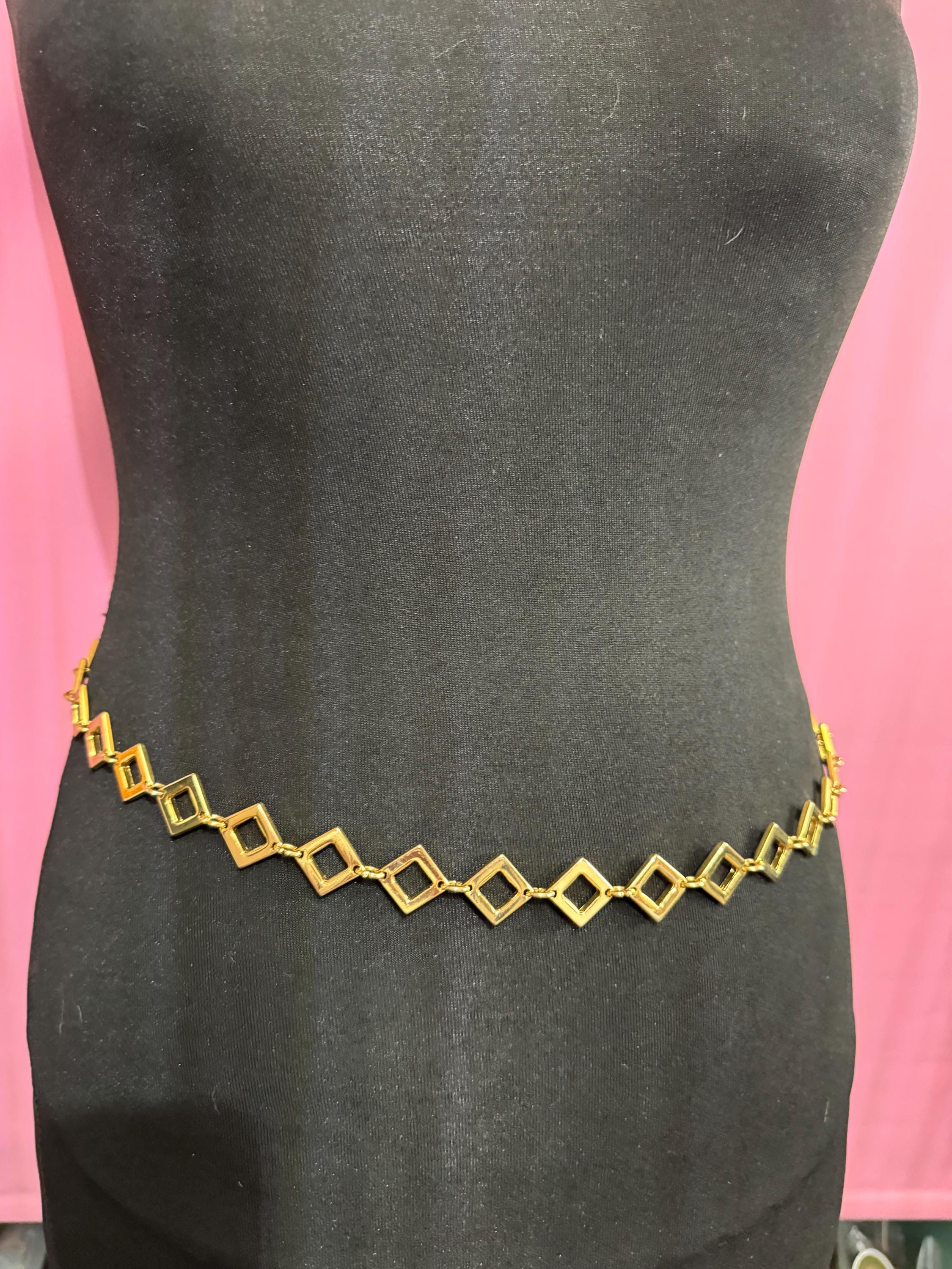 Ladies gold metal chain belt, fits 87- to 105cm vintage fashion