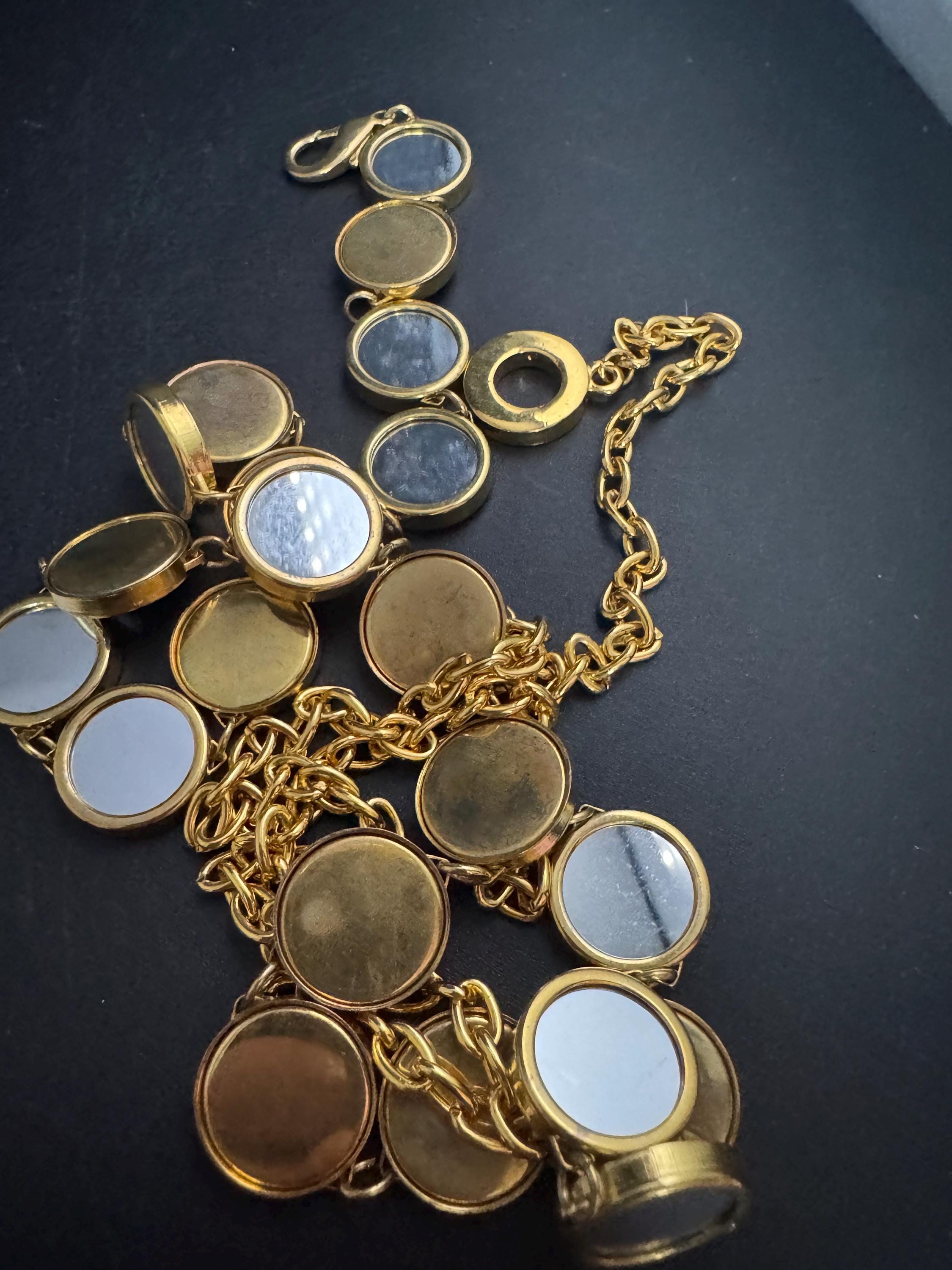 gold mirror disc chain belt, fits 60 to 104cm dropper belt vintage fashion