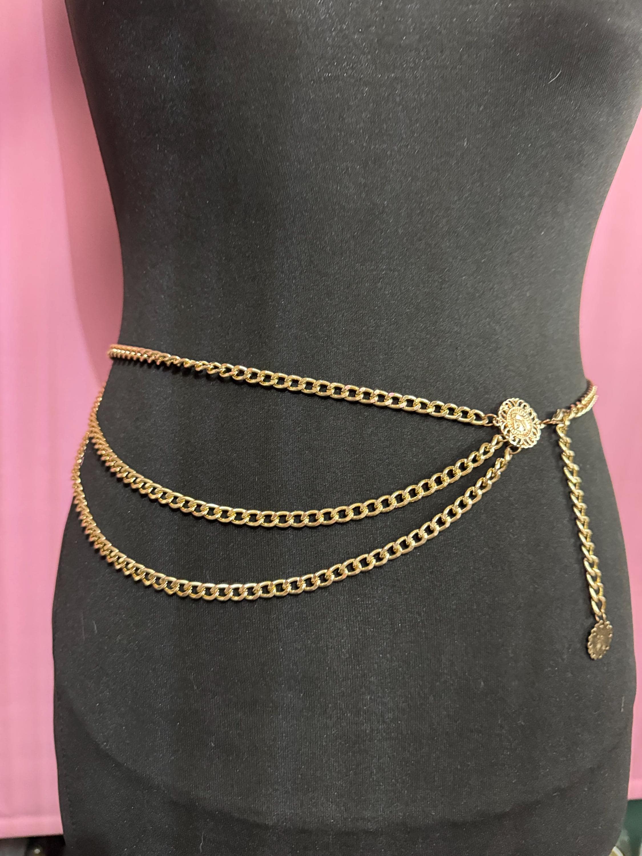 gold coin layered chain belt, fits to 91cm vintage fashion