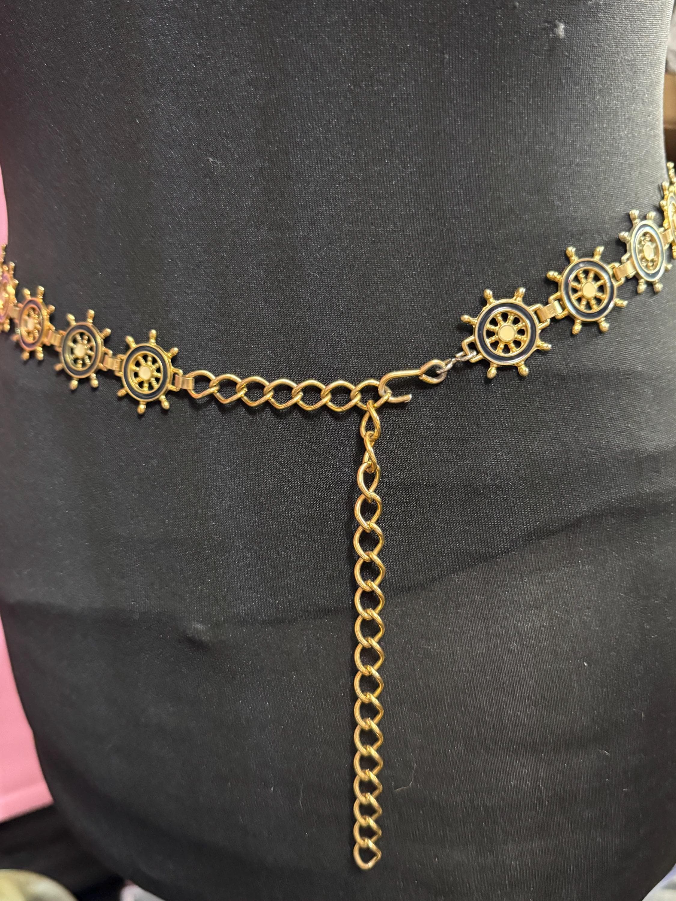 Nautical ships wheel chain belt, fits 79 to 99cm vintage summer fashion