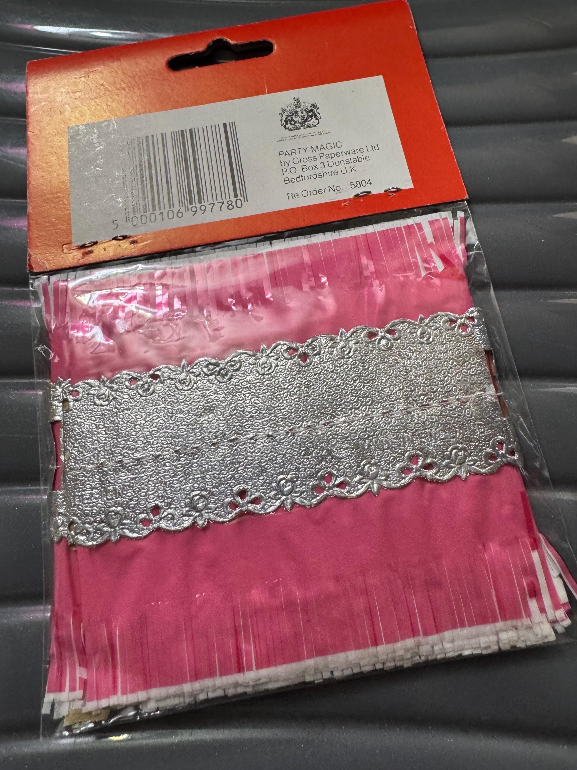 Vintage Bubblegum Pink Cake Frill and Silver Happy Birthday Topper