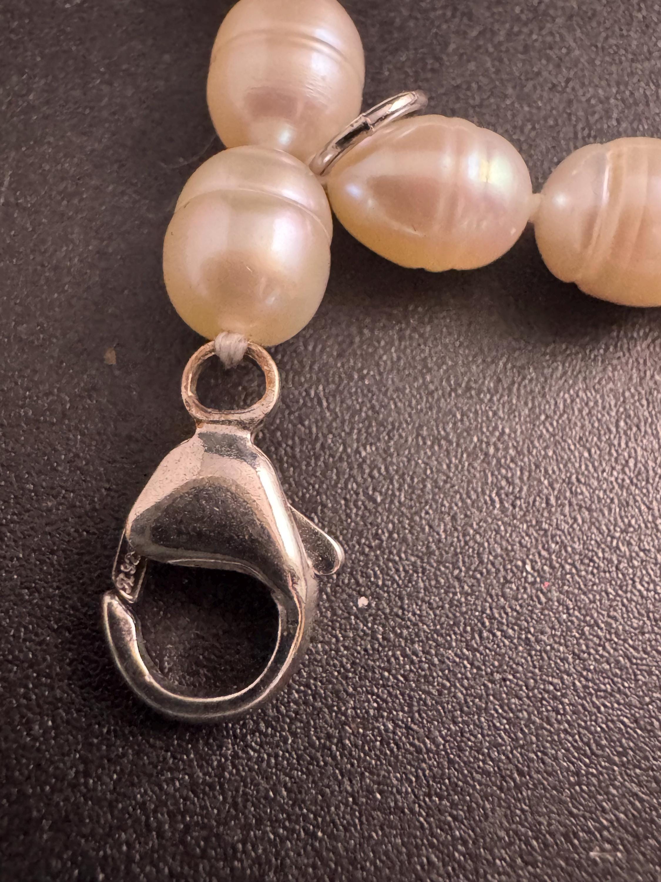 925 freshwater pearl beaded bracelet, 19cm sterling silver clasp