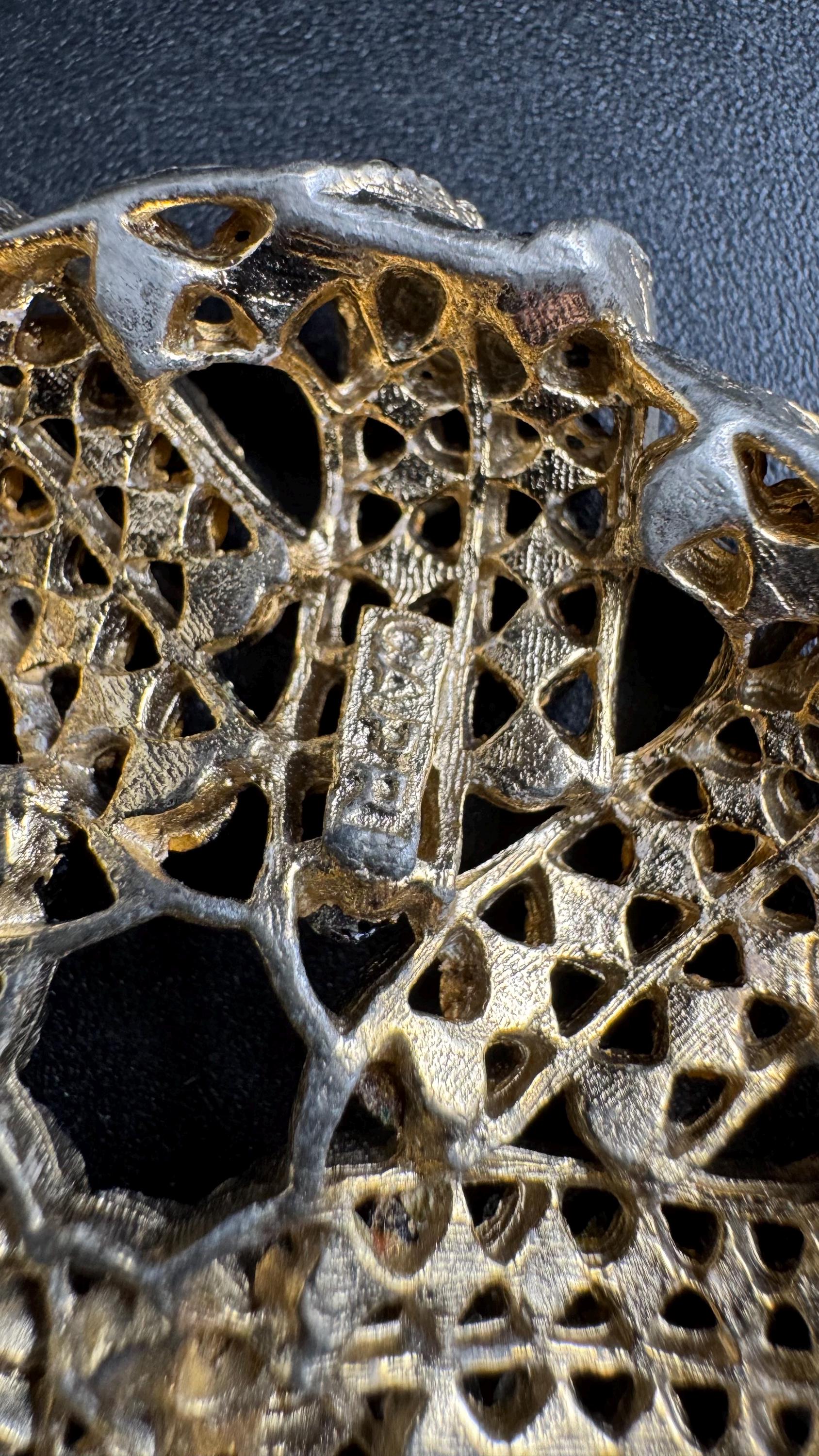 CAPRI brown black rhinestone brooch,  cognac glass, Vintage diamanté signed