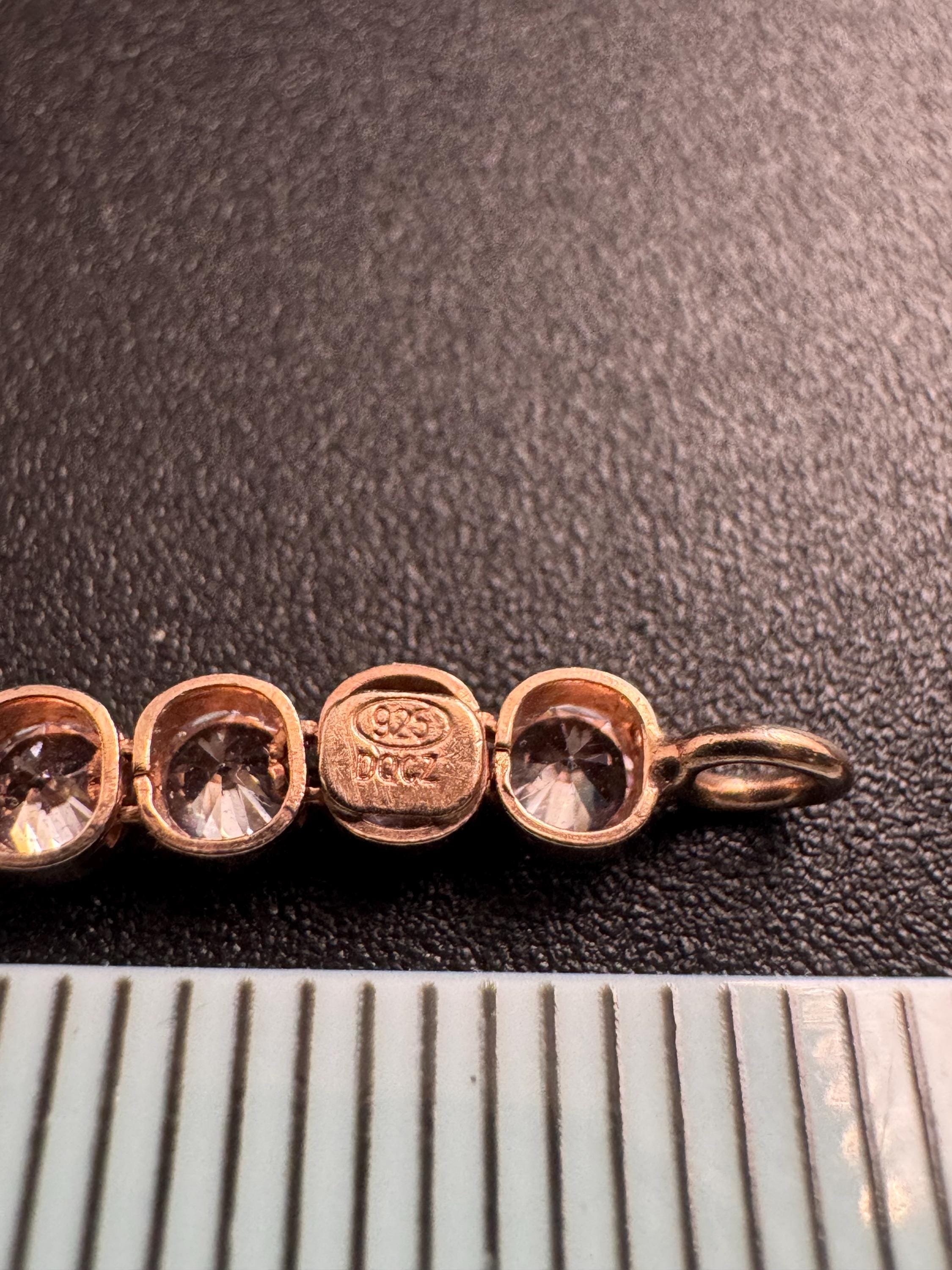 925 Rose Gold Amethyst Crystal Tennis Bracelet, Bezel Set Light Purple DQ Cz