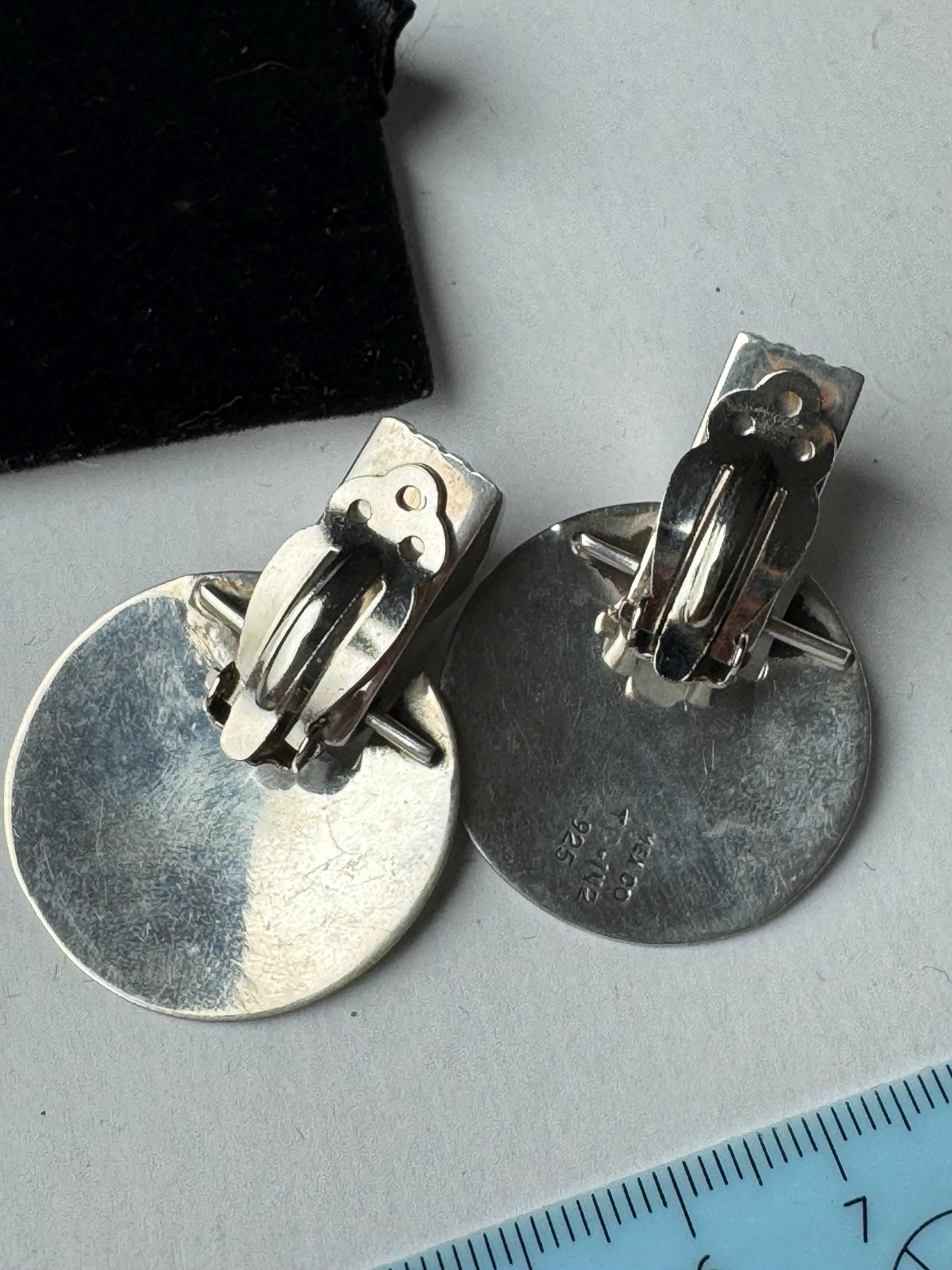 Mexican 925 big Clip On Earrings, stamped TC -142