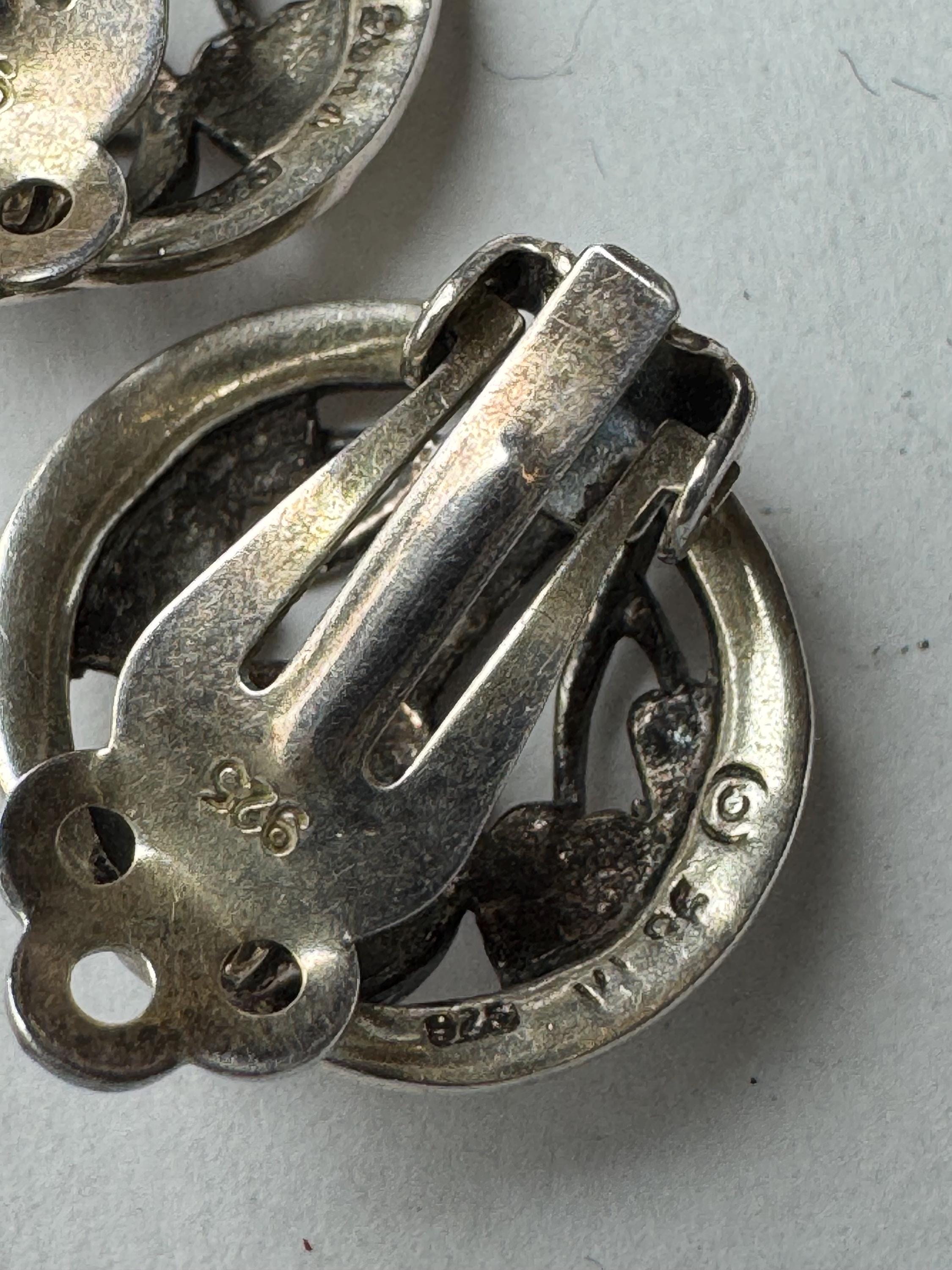 Kit heath 925 clip on earrings, 1.5cm arts and crafts style floral sterling silver