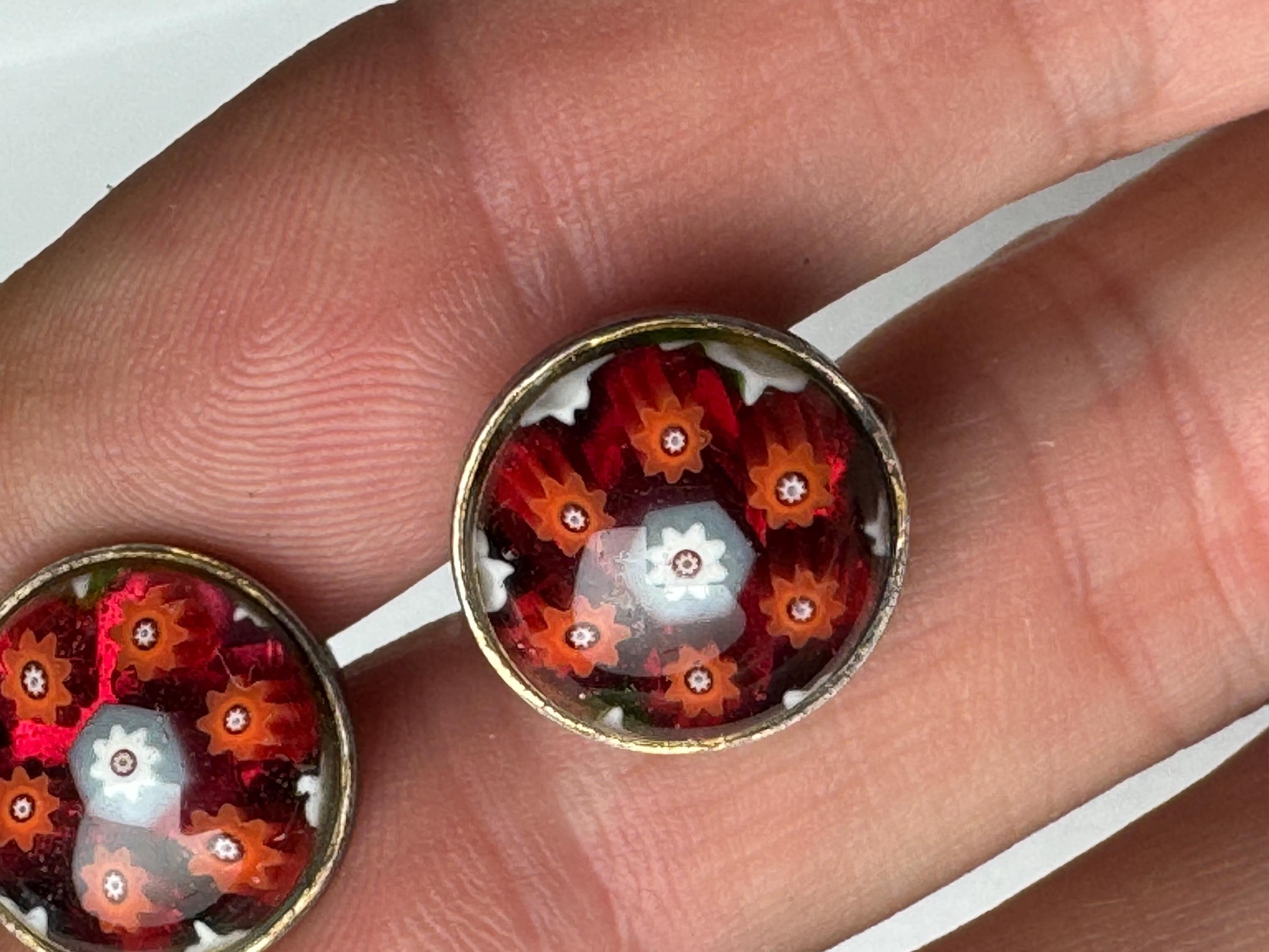 925 Murano Glass Millefiori earrings, clip on screw back earrings