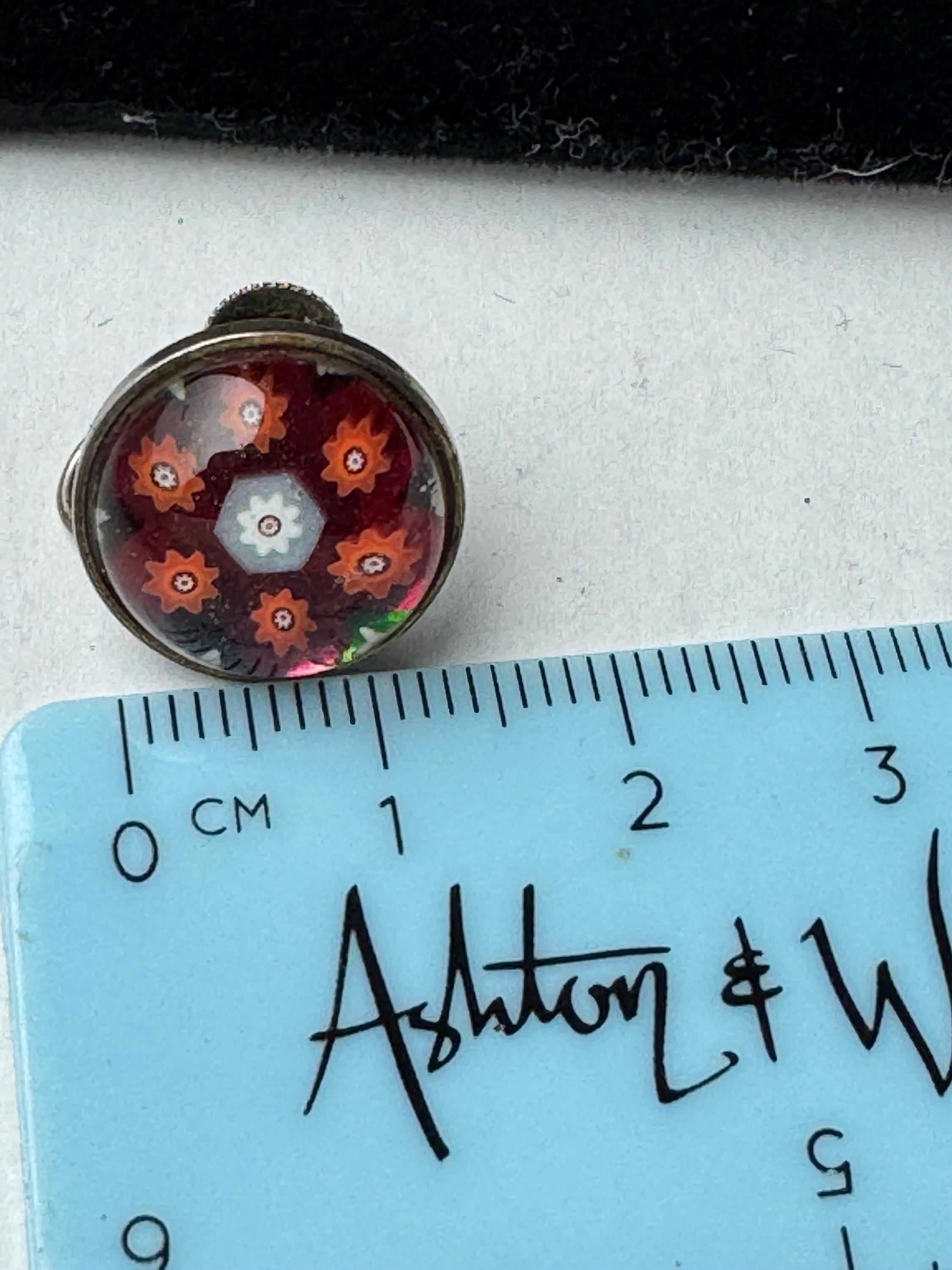 925 Murano Glass Millefiori earrings, clip on screw back earrings