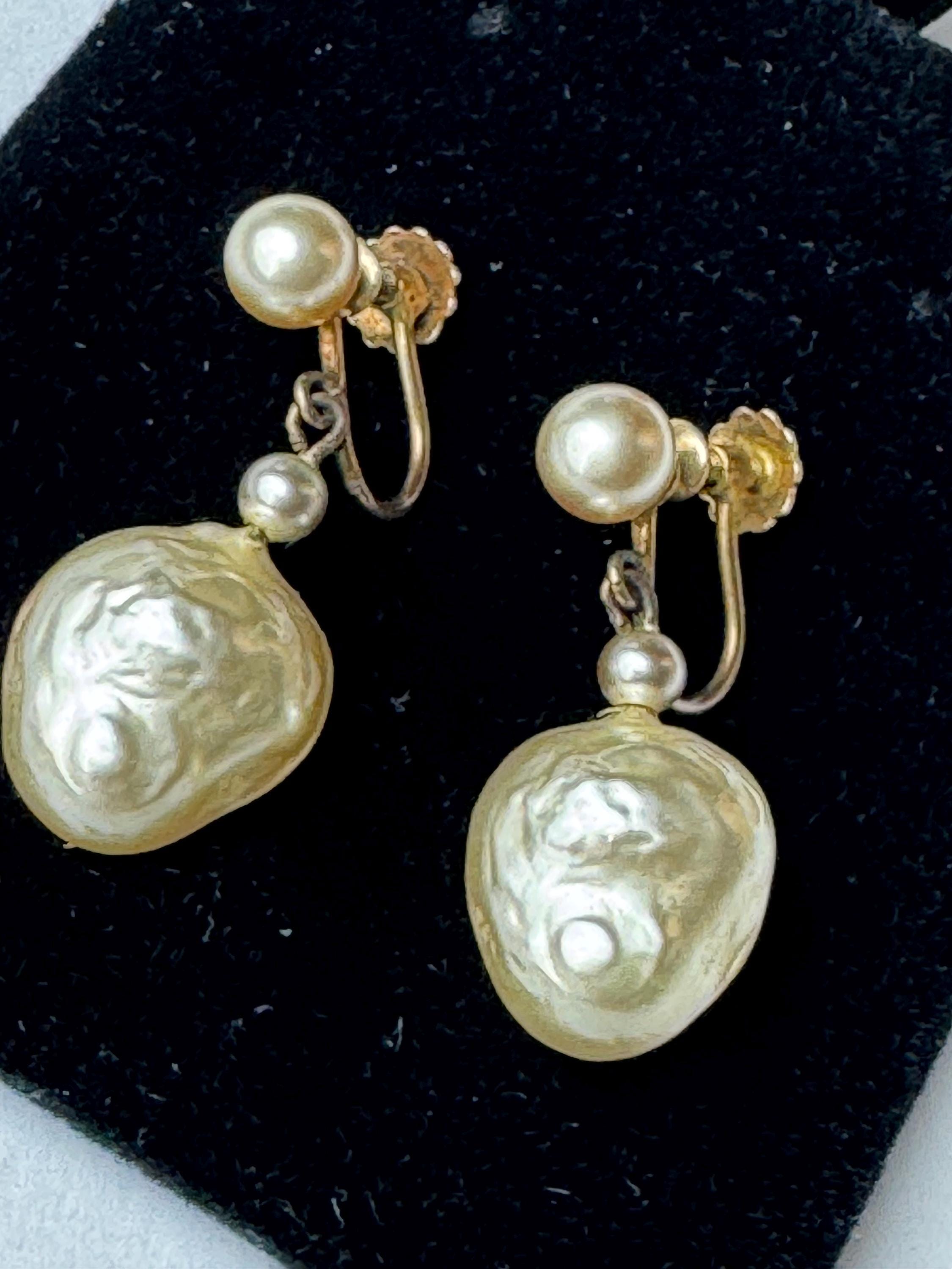 925 Silver pearl Drop Clip earrings, faux pearl with screw back fittings