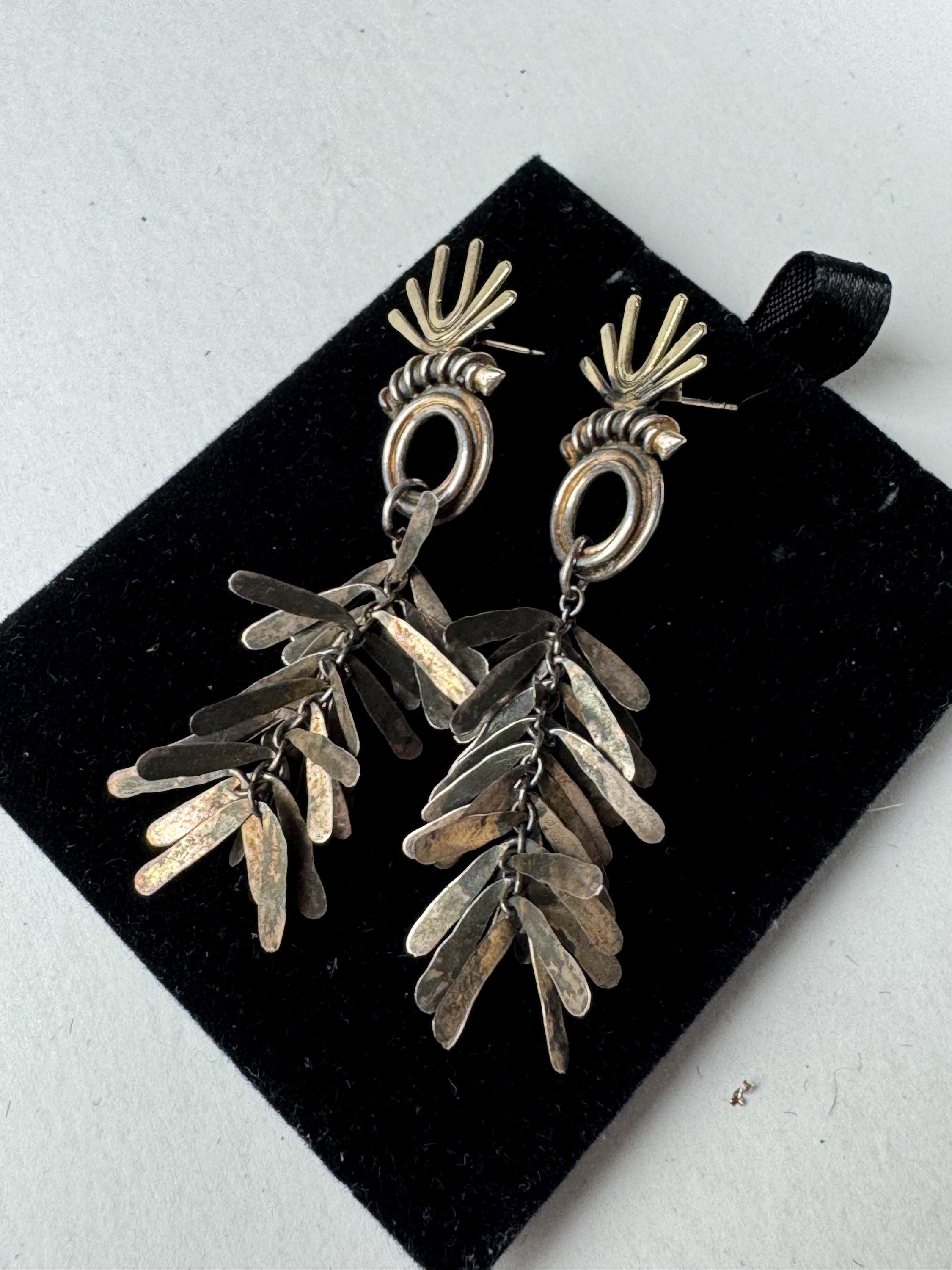 925 artisan dangly earrings, modernist design full hall marks