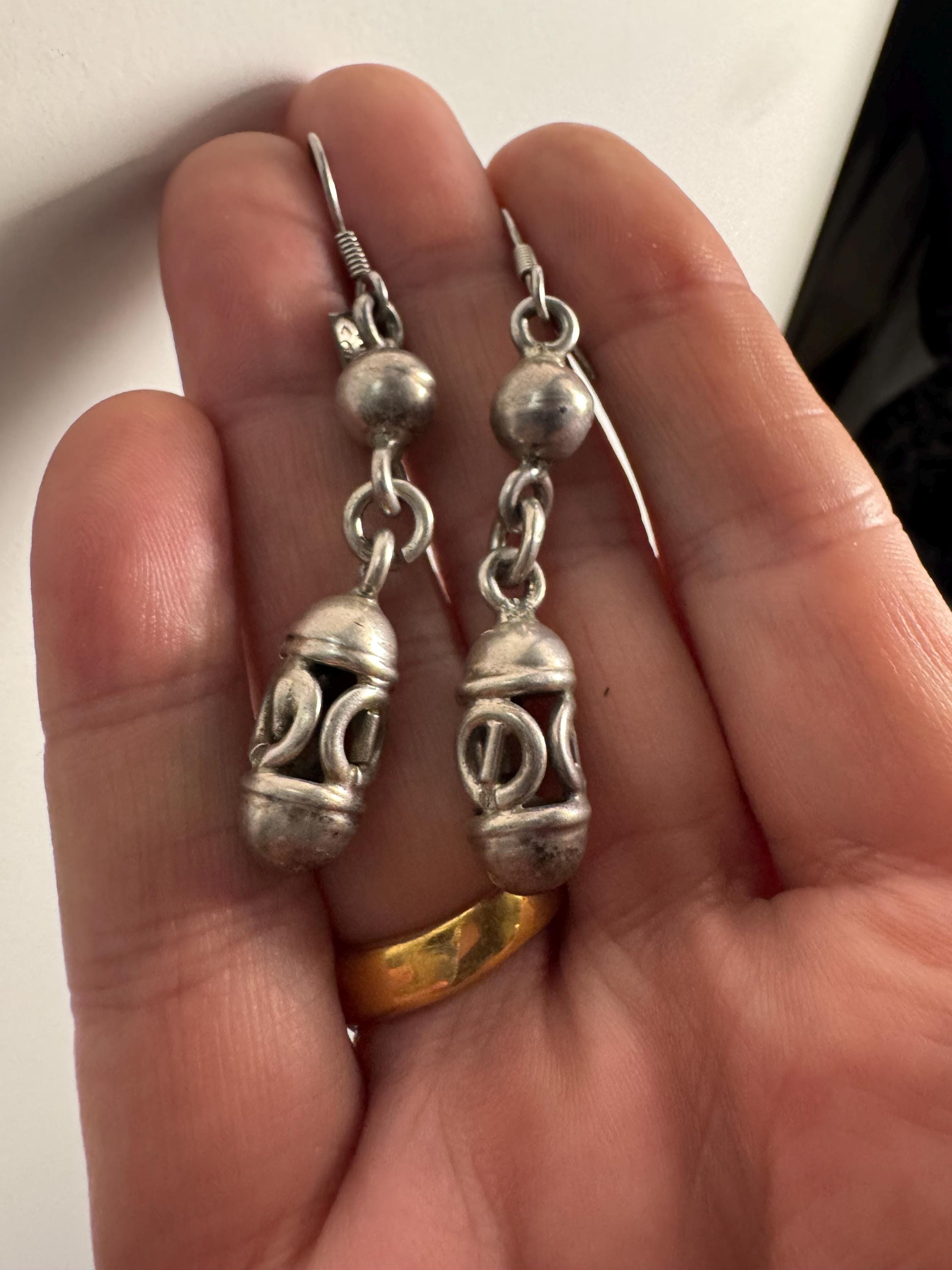 TAXCO 925 drop earrings, Mexican sterling silver 5cm weighty vintage