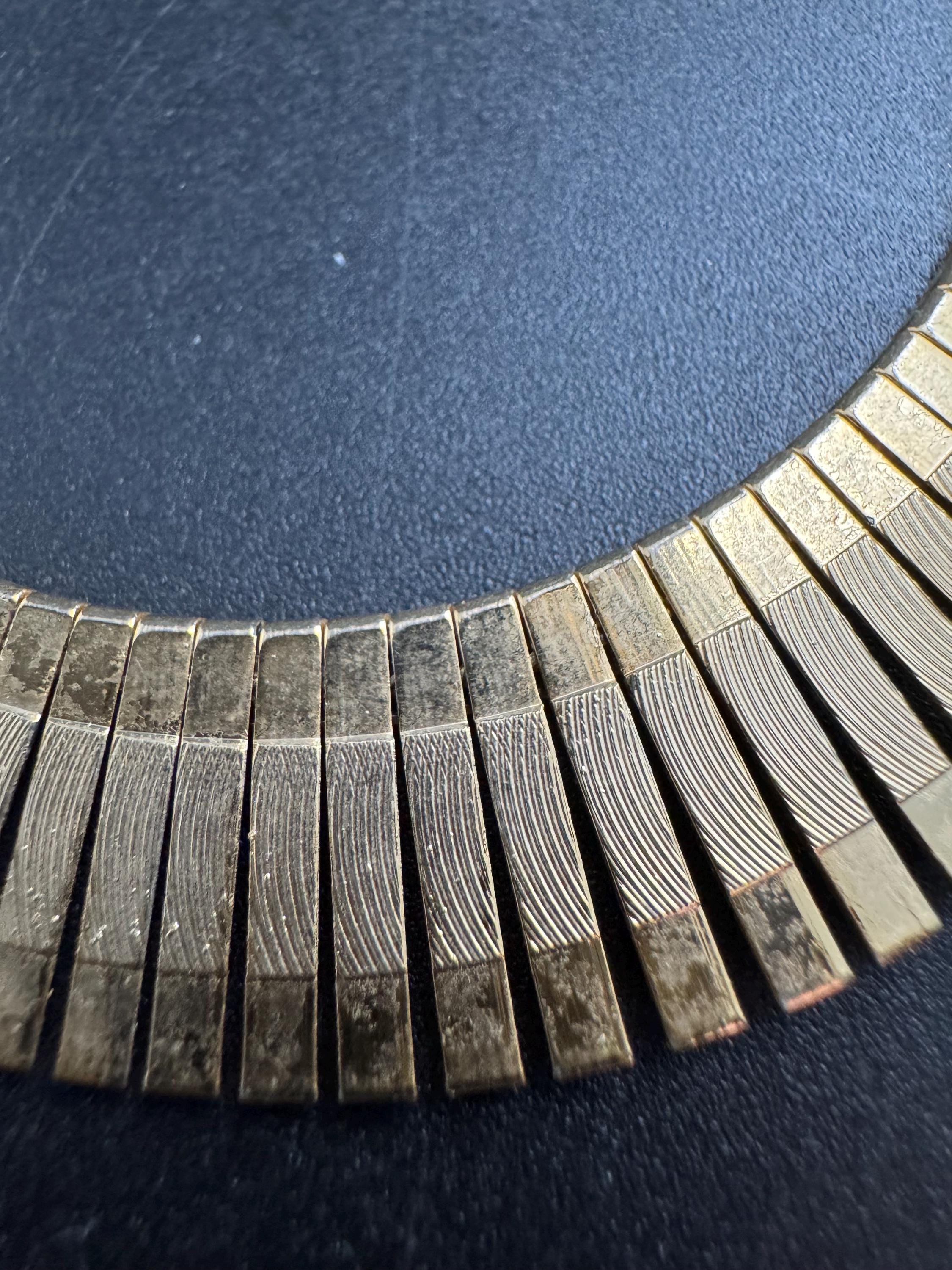 Egyptian wide gold choker necklace, cleopatra fringed style vintage