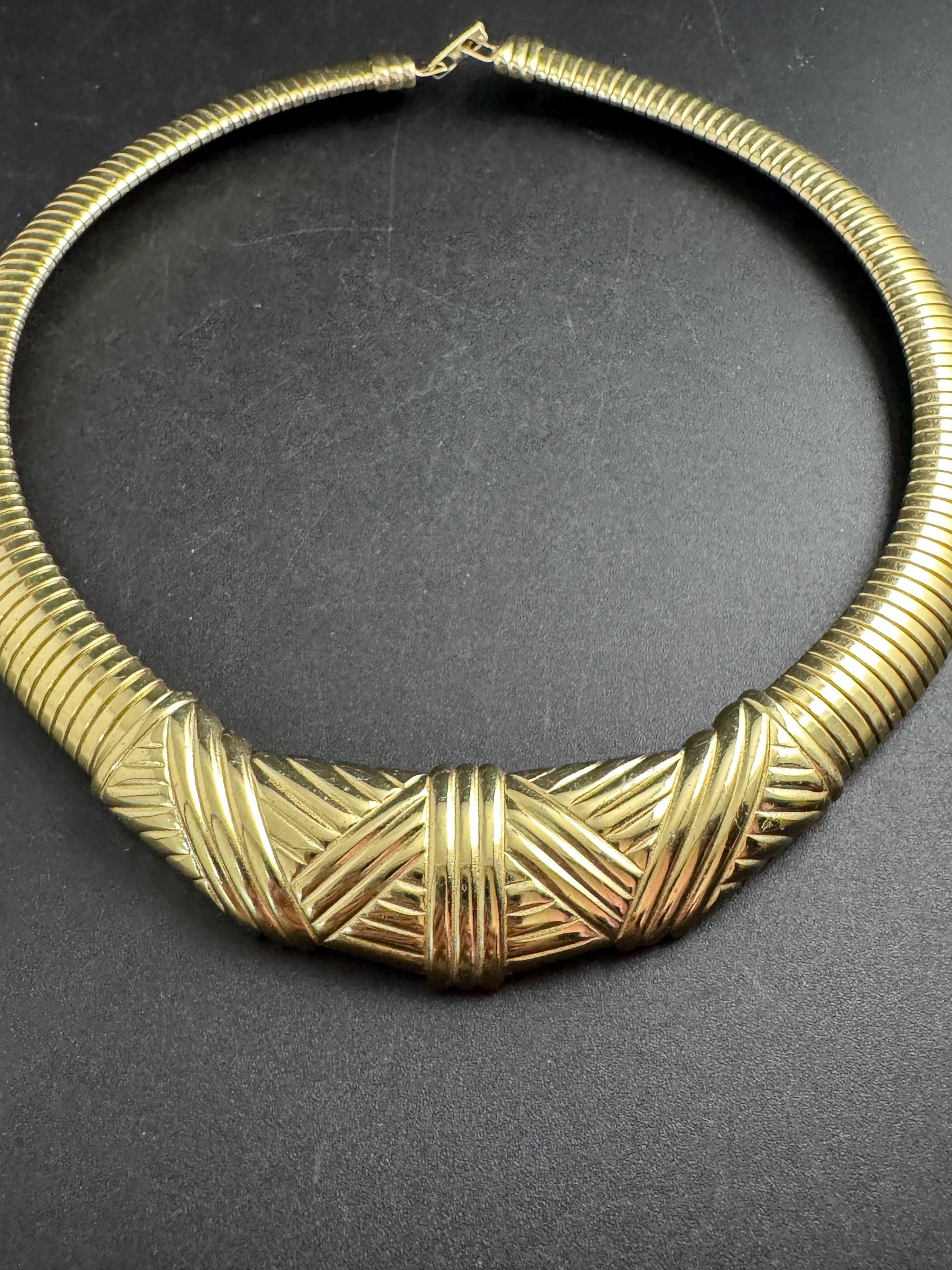 Avon omega wide gold choker, Signed vintage necklace
