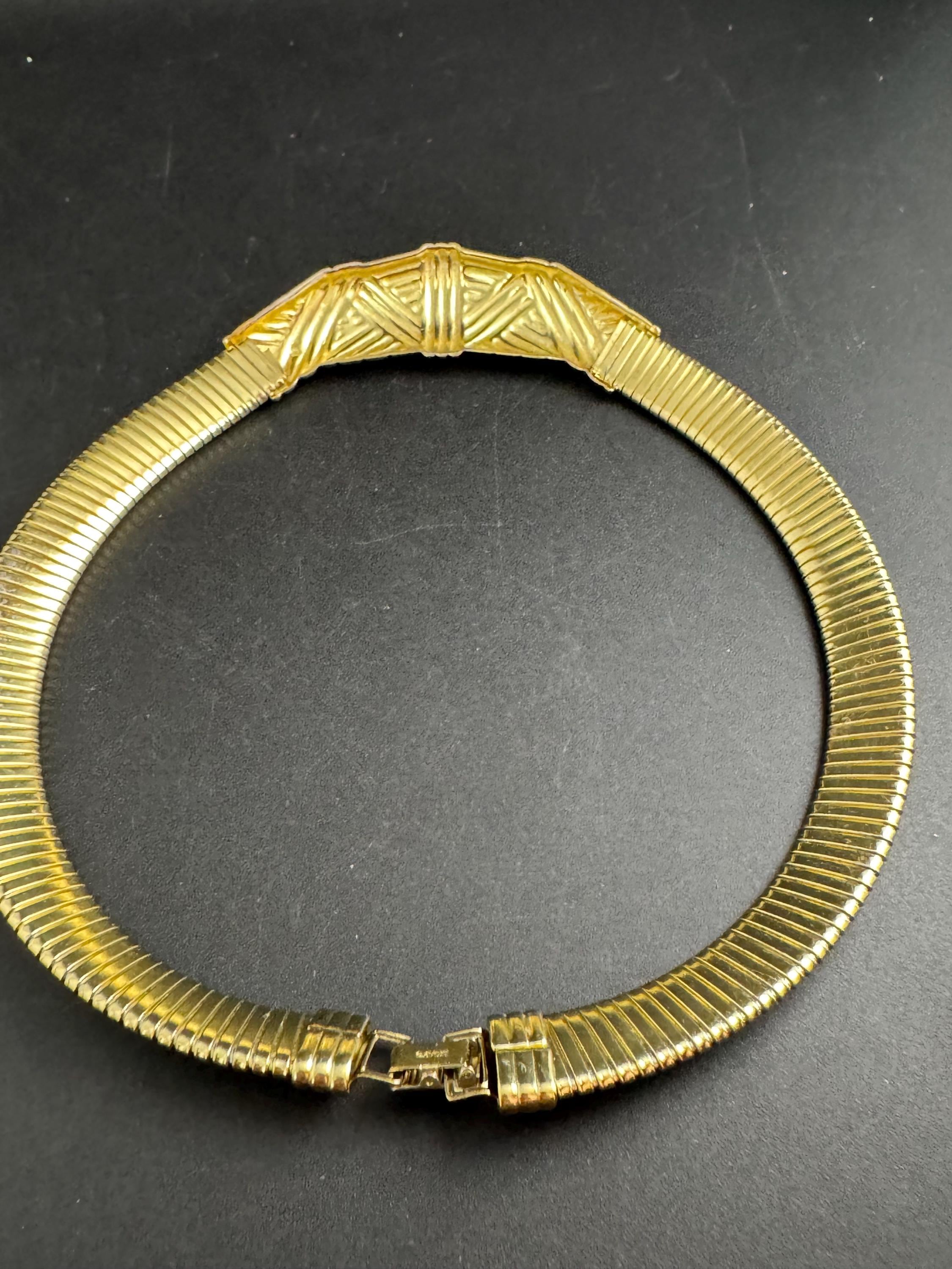 Avon omega wide gold choker, Signed vintage necklace