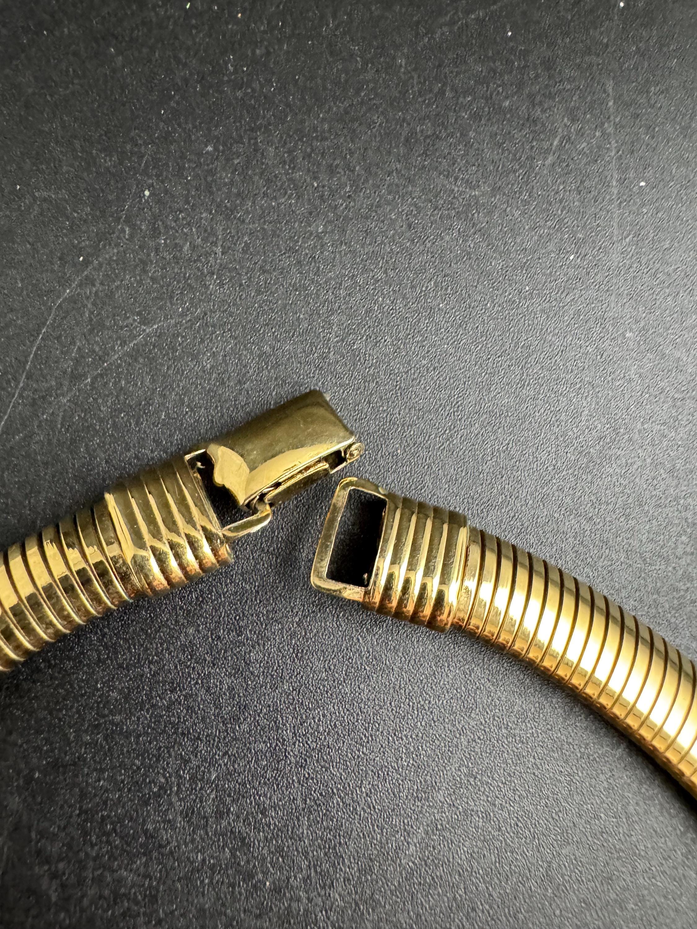 Rhinestone wide omega choker necklace, clear stones vintage 80s