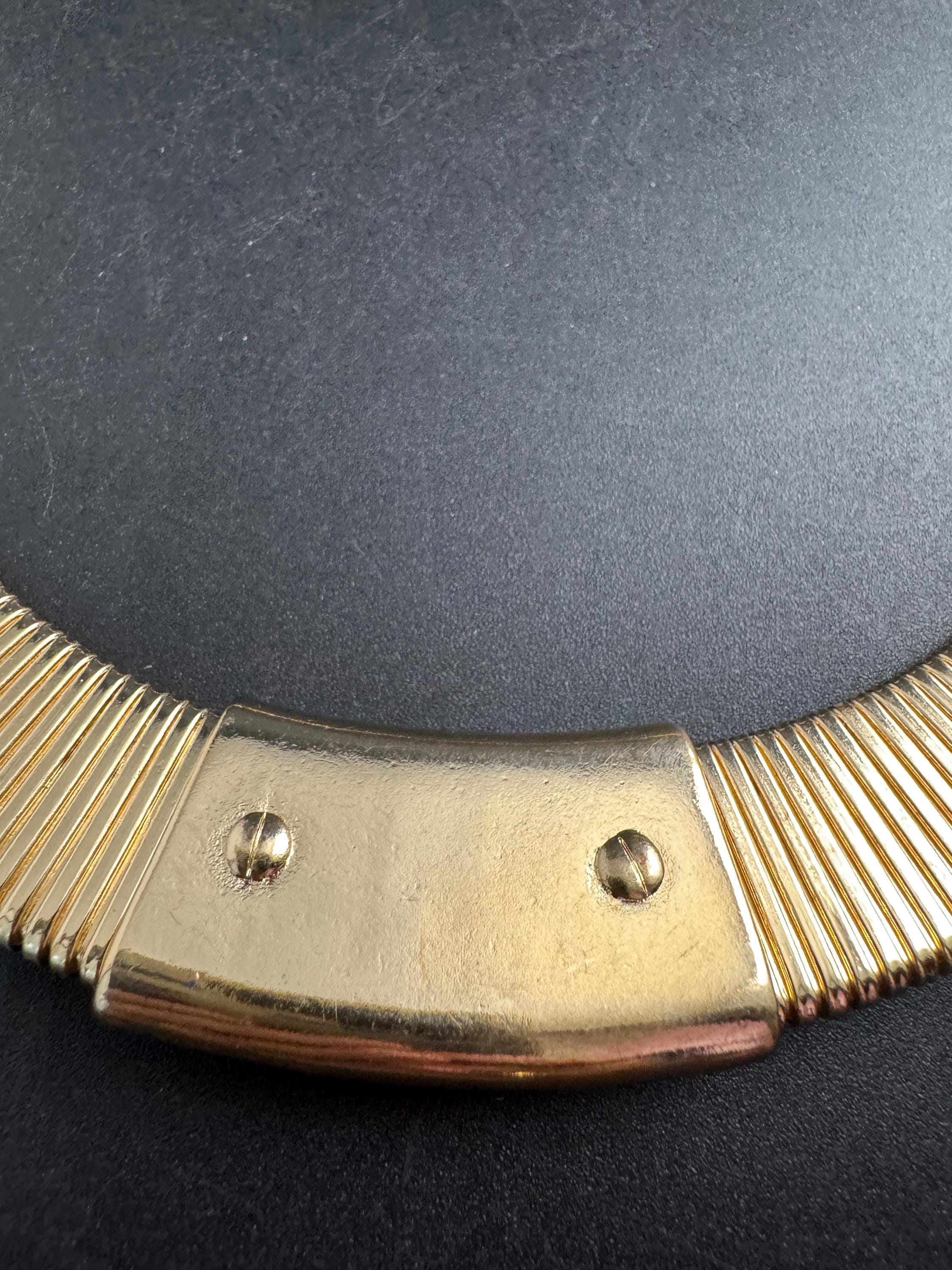 Wide gold omega choker necklace, statement piece 90s vintage