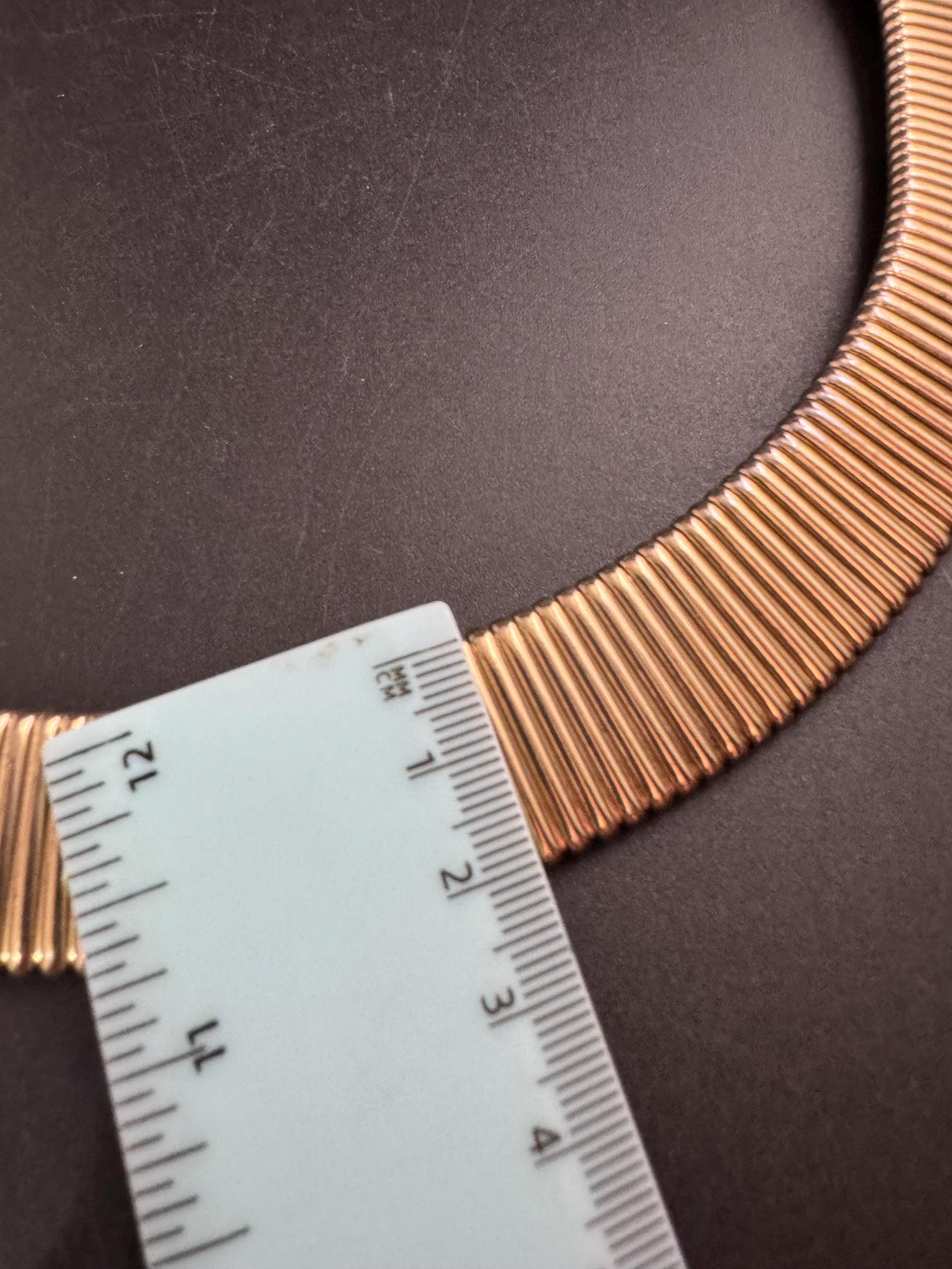 Wide gold omega choker necklace, statement piece 90s vintage