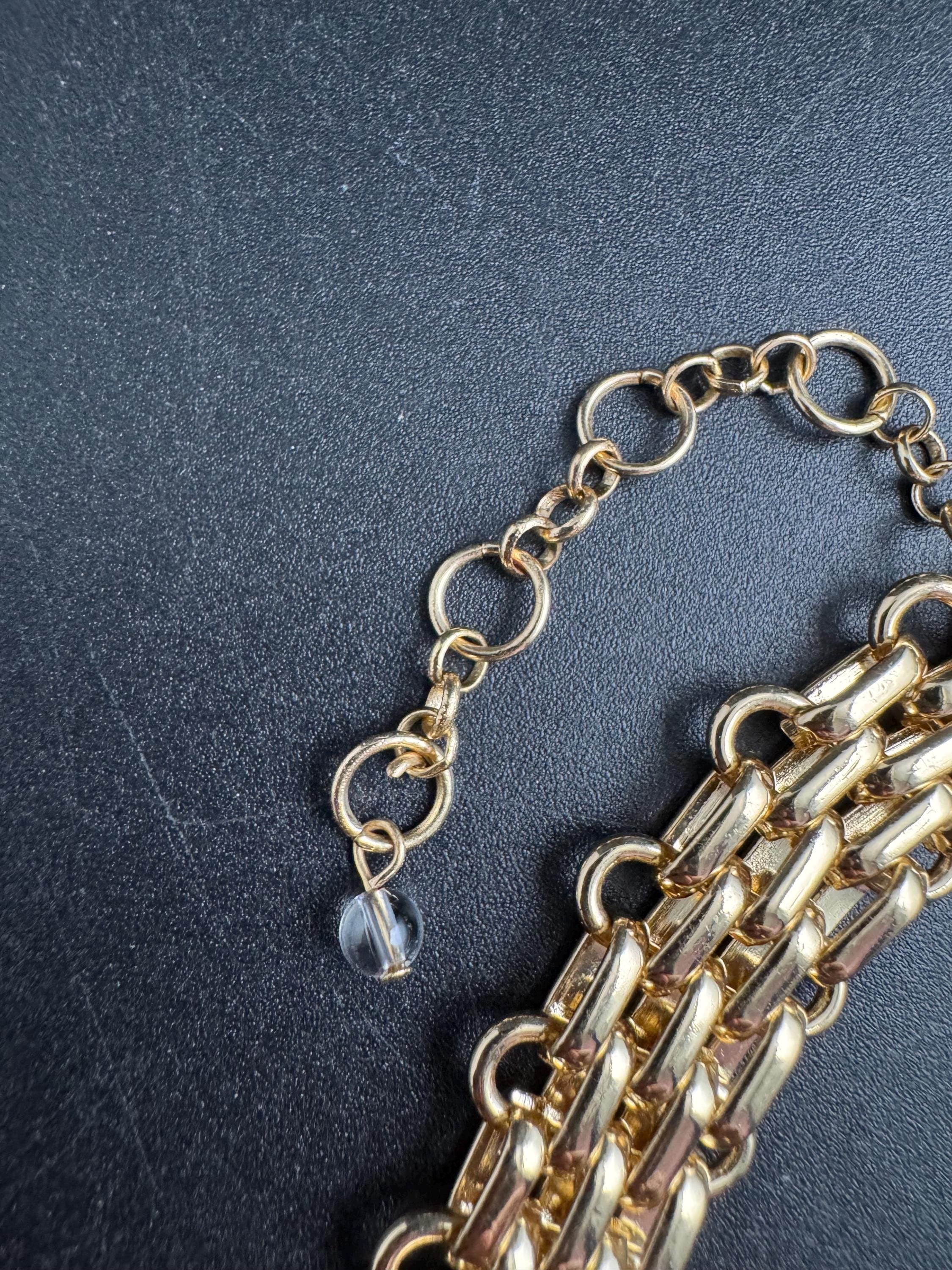 panther link wide gold choker necklace, brick link chain vintage 90s senorita clasp