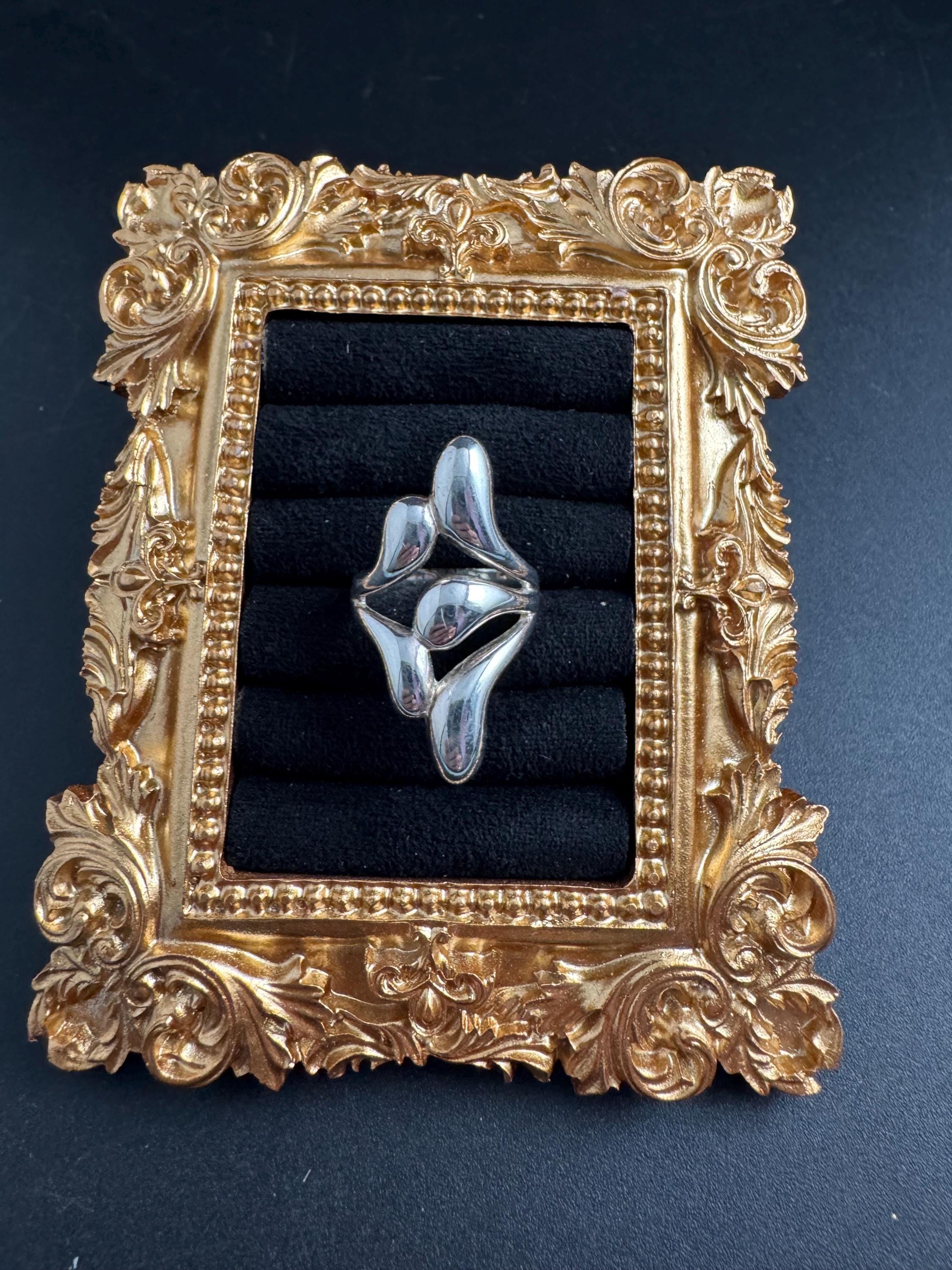 Vintage Silver modernist dress Ring - Modernist Size L.5 925 sterling