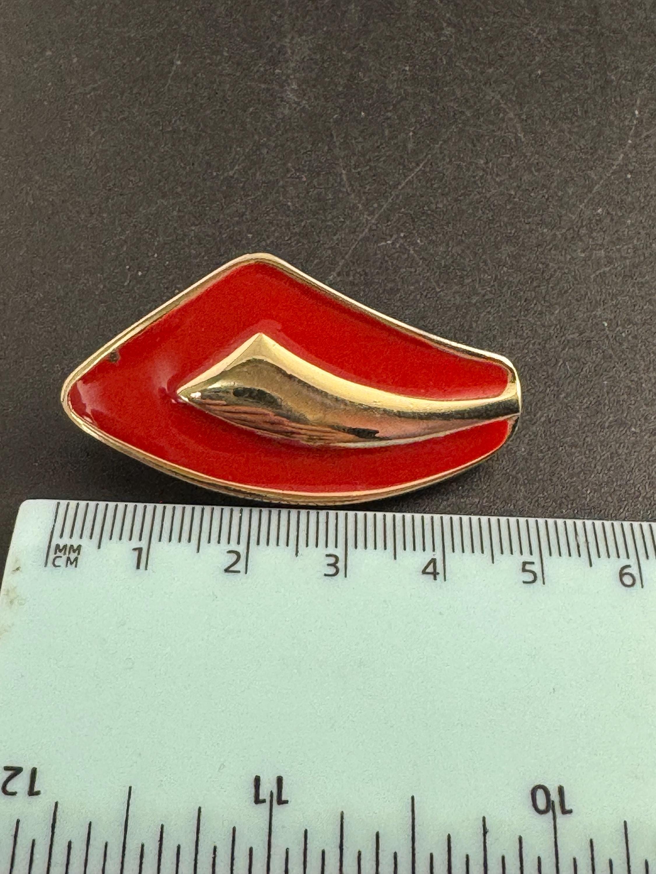 Red Enamel Clip On Earrings: jaques vert vintage gold plated