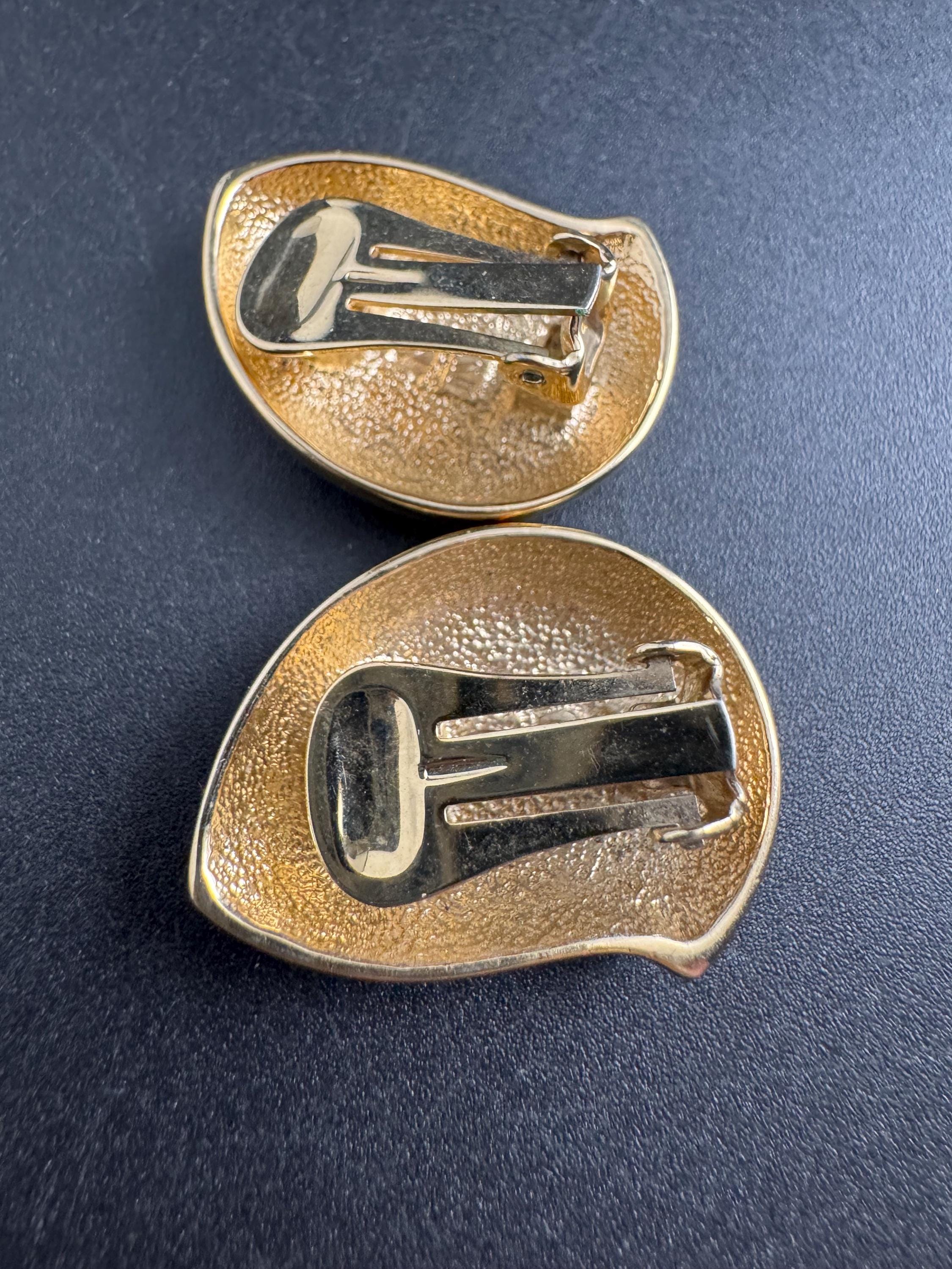 Purple Enamel Clip On Earrings: jaques vert vintage gold plated