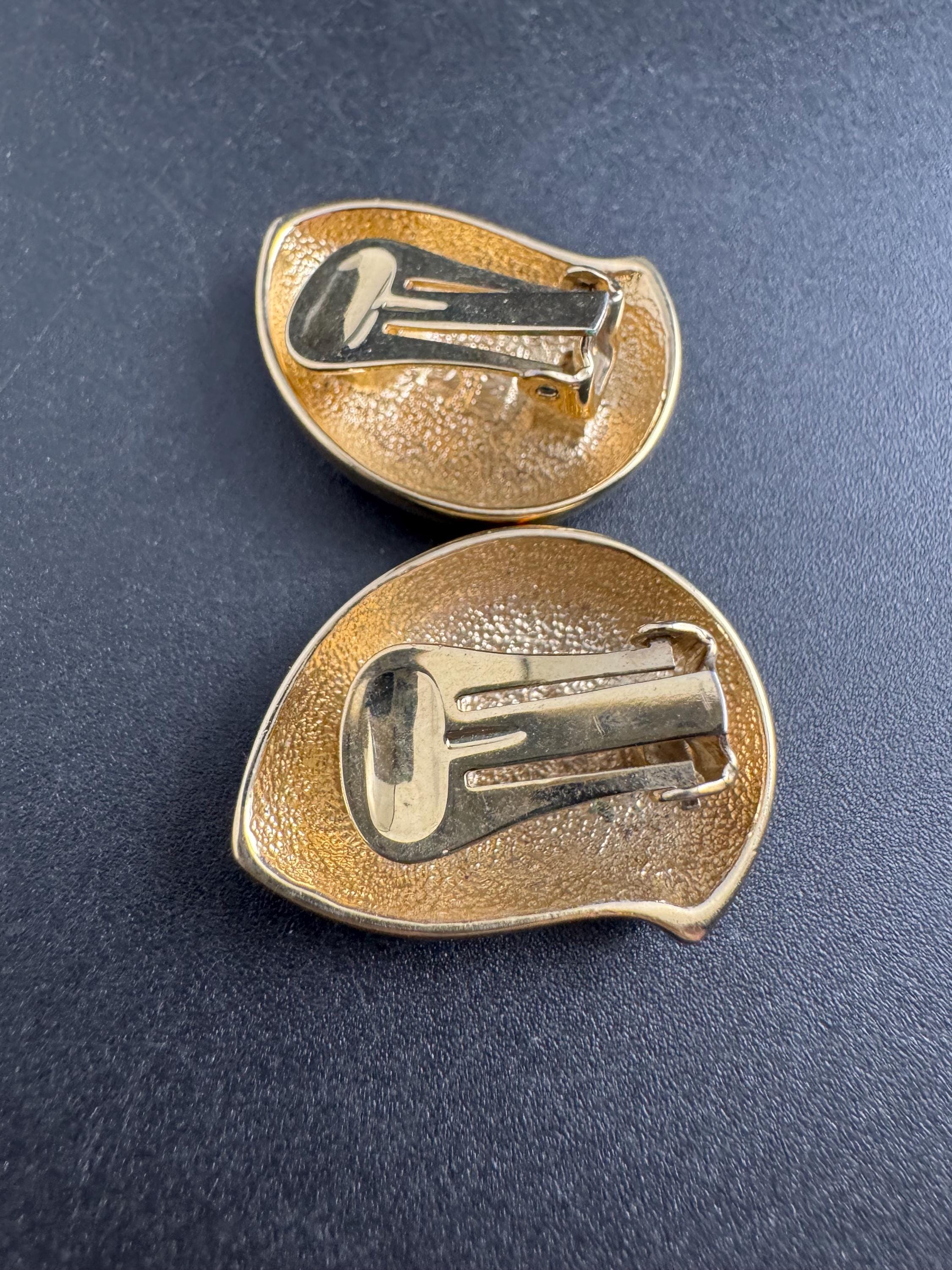 Purple Enamel Clip On Earrings: jaques vert vintage gold plated