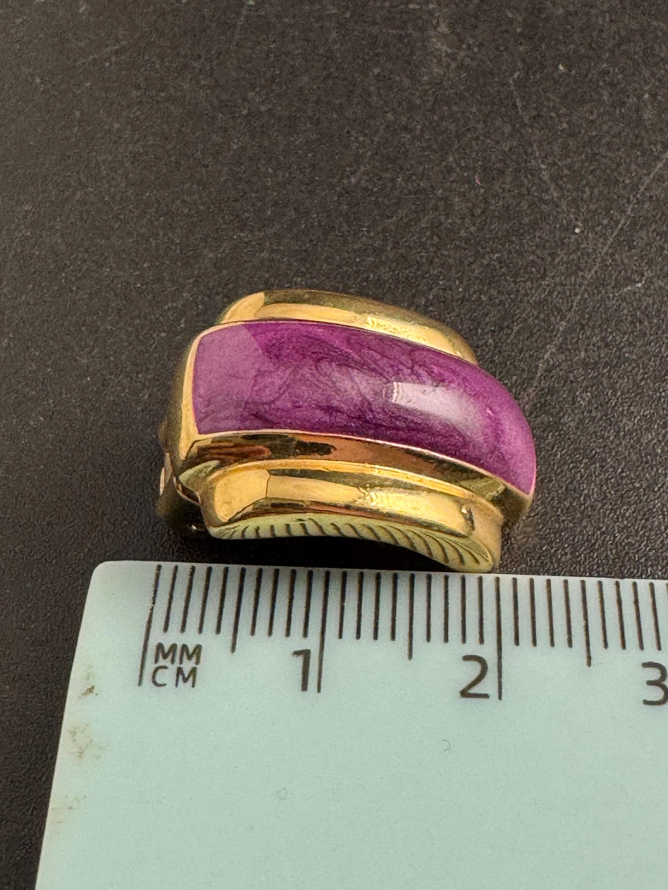 Purple Enamel Clip On Earrings: jaques vert vintage gold plated